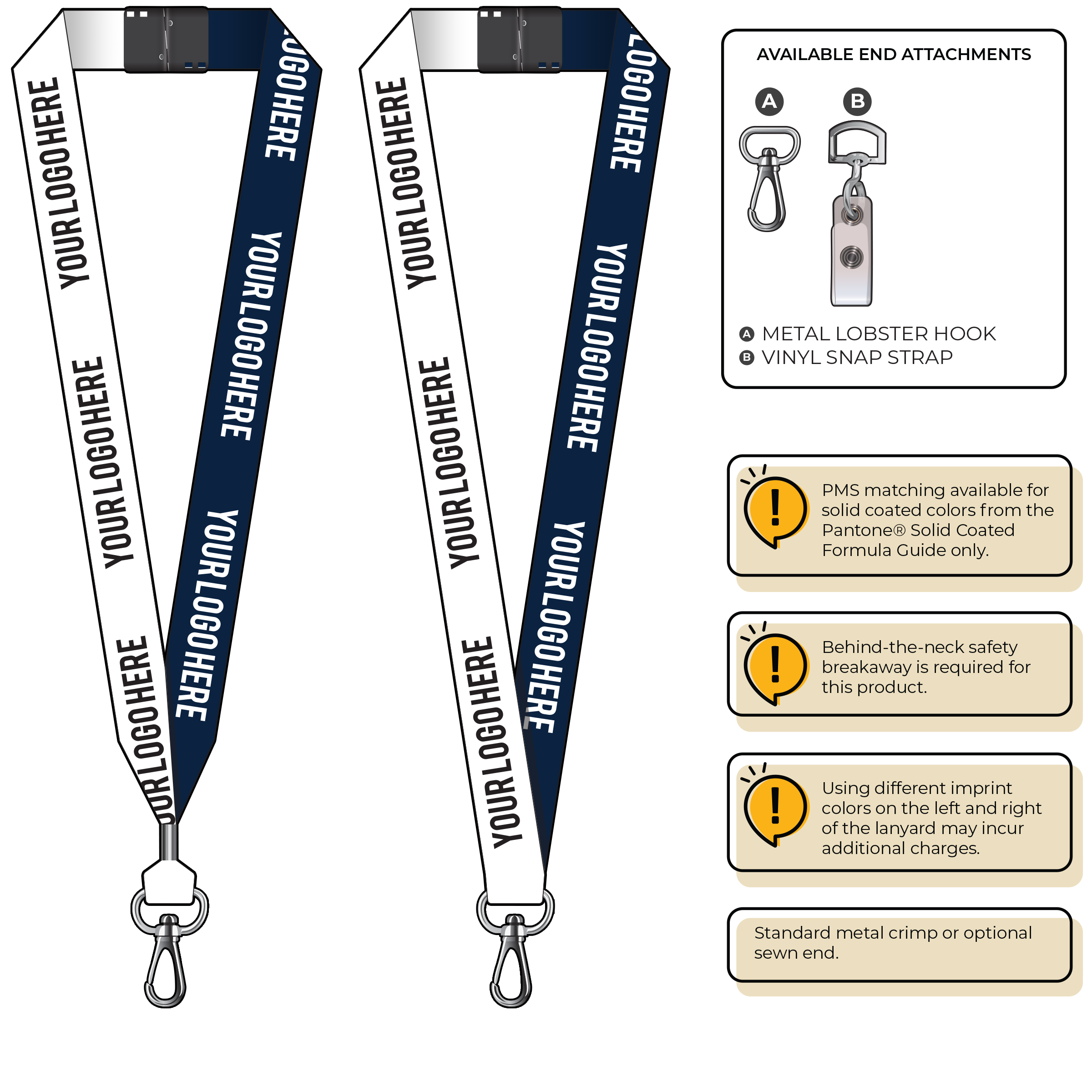 BH0053 | 1" Two Tone MicroWeave Silkscreen Lanyards :: NON-STANDARD END ATTACHMENTS