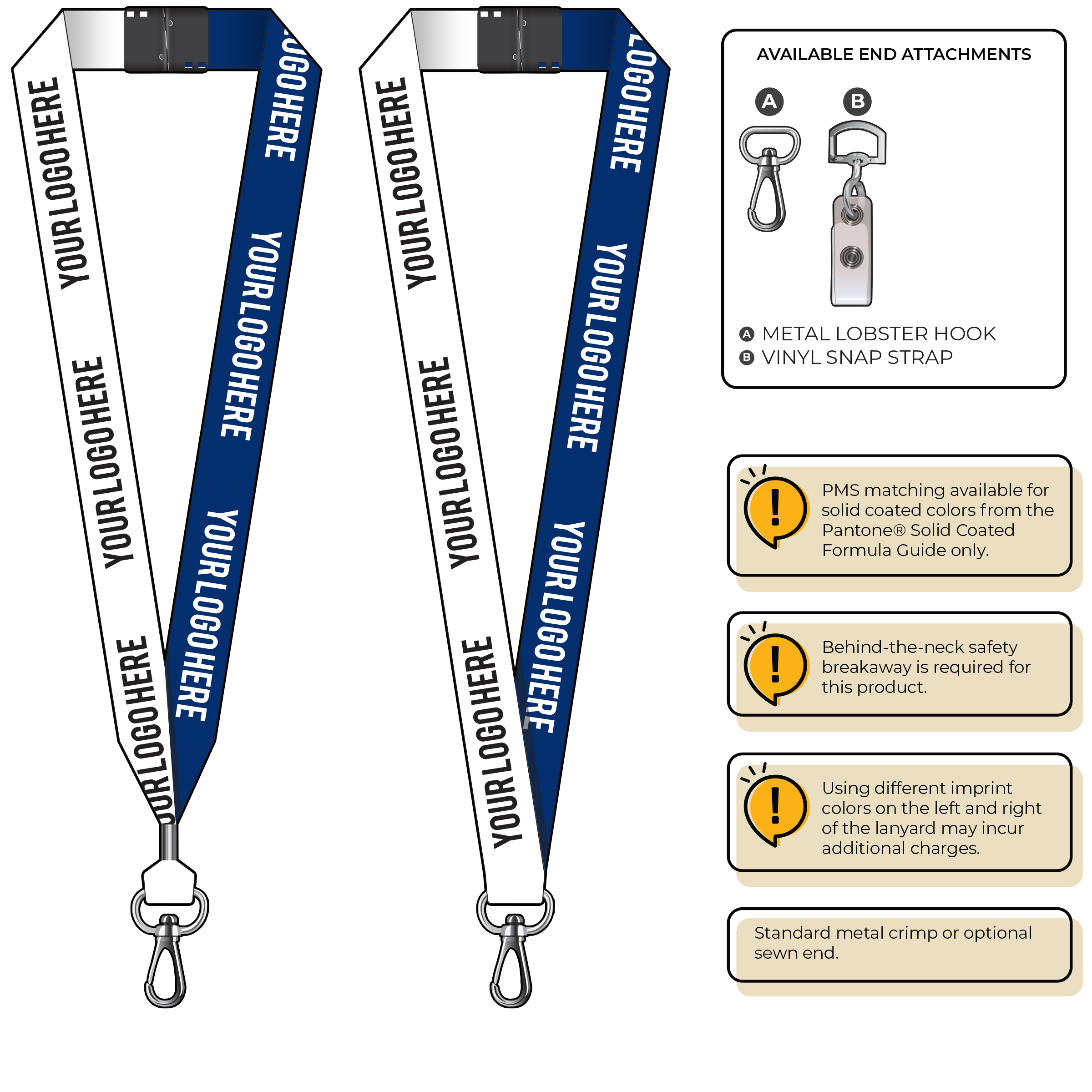 BH0053 | 1" Two Tone MicroWeave Silkscreen Lanyards :: NON-STANDARD END ATTACHMENTS