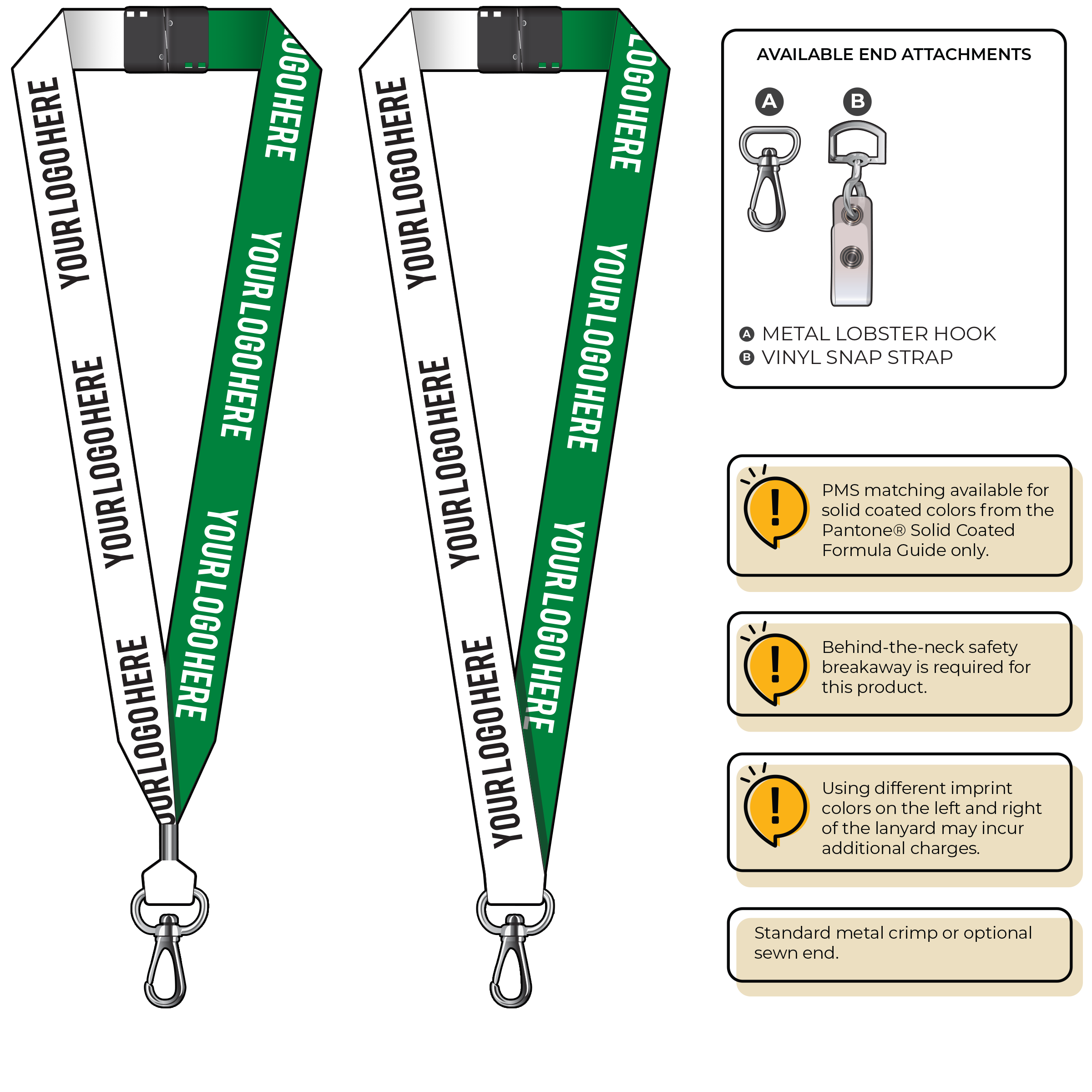 BH0053 | 1" Two Tone MicroWeave Silkscreen Lanyards :: NON-STANDARD END ATTACHMENTS