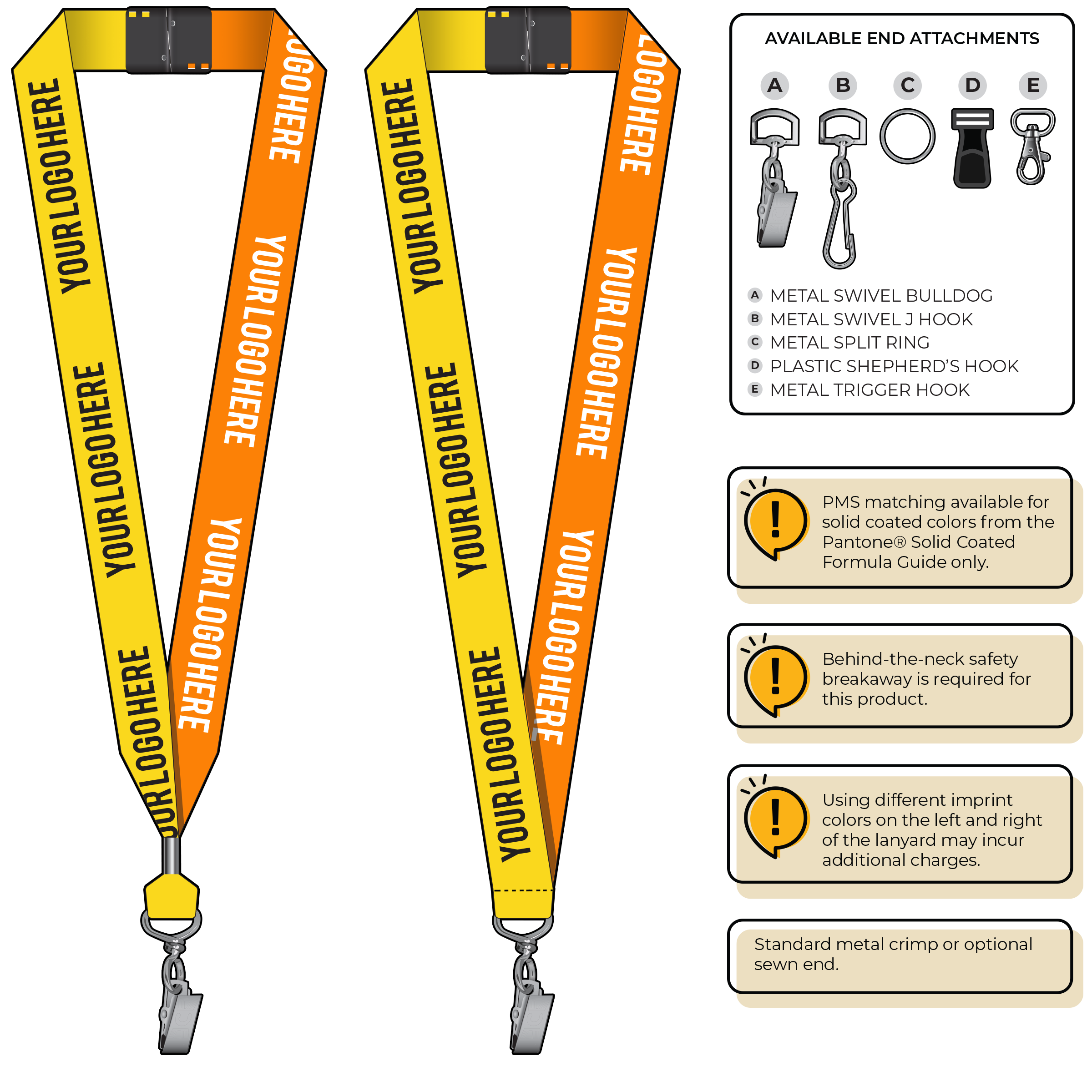 BH0053 | 1" Two Tone MicroWeave Silkscreen Lanyards :: STANDARD END ATTACHMENTS