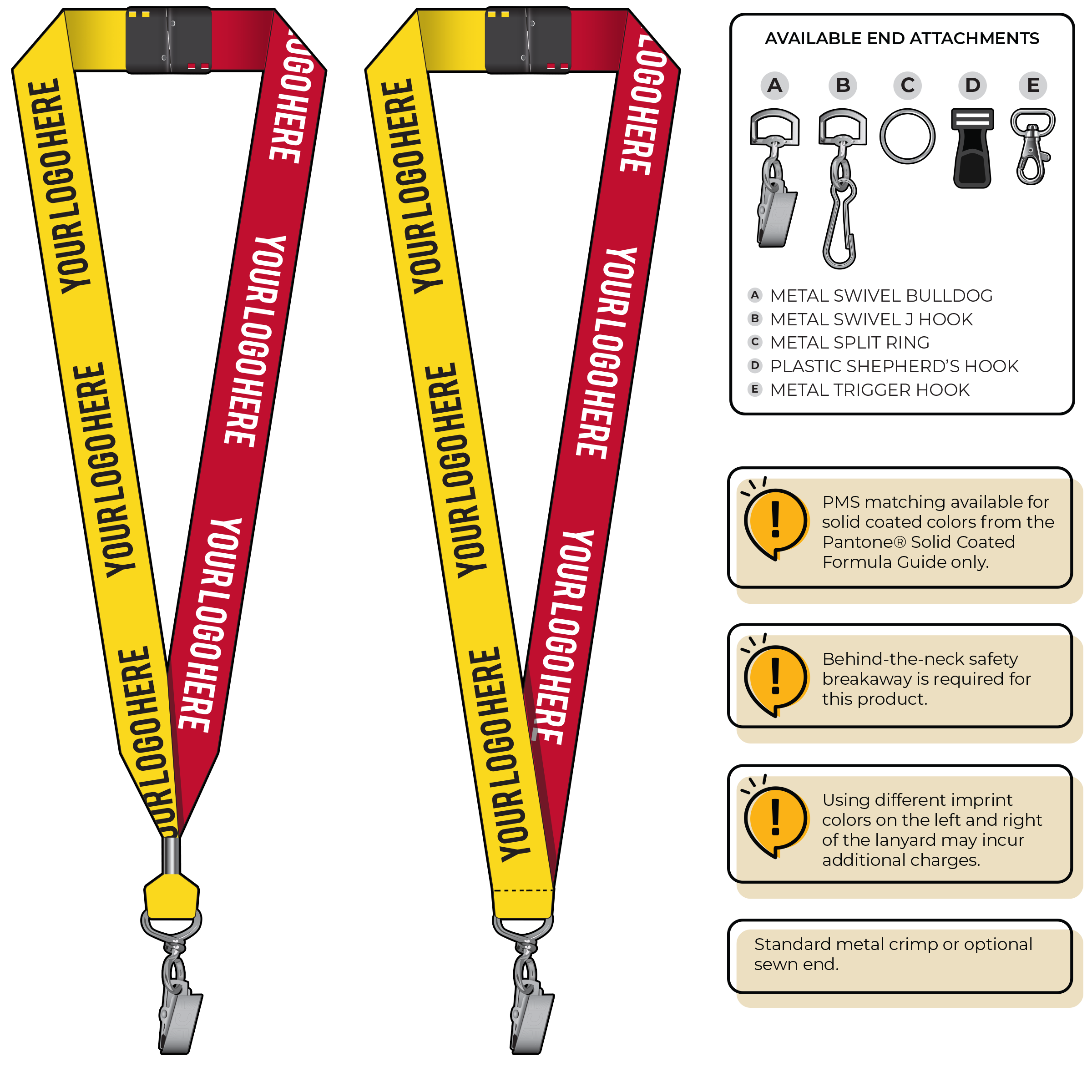 BH0053 | 1" Two Tone MicroWeave Silkscreen Lanyards :: STANDARD END ATTACHMENTS