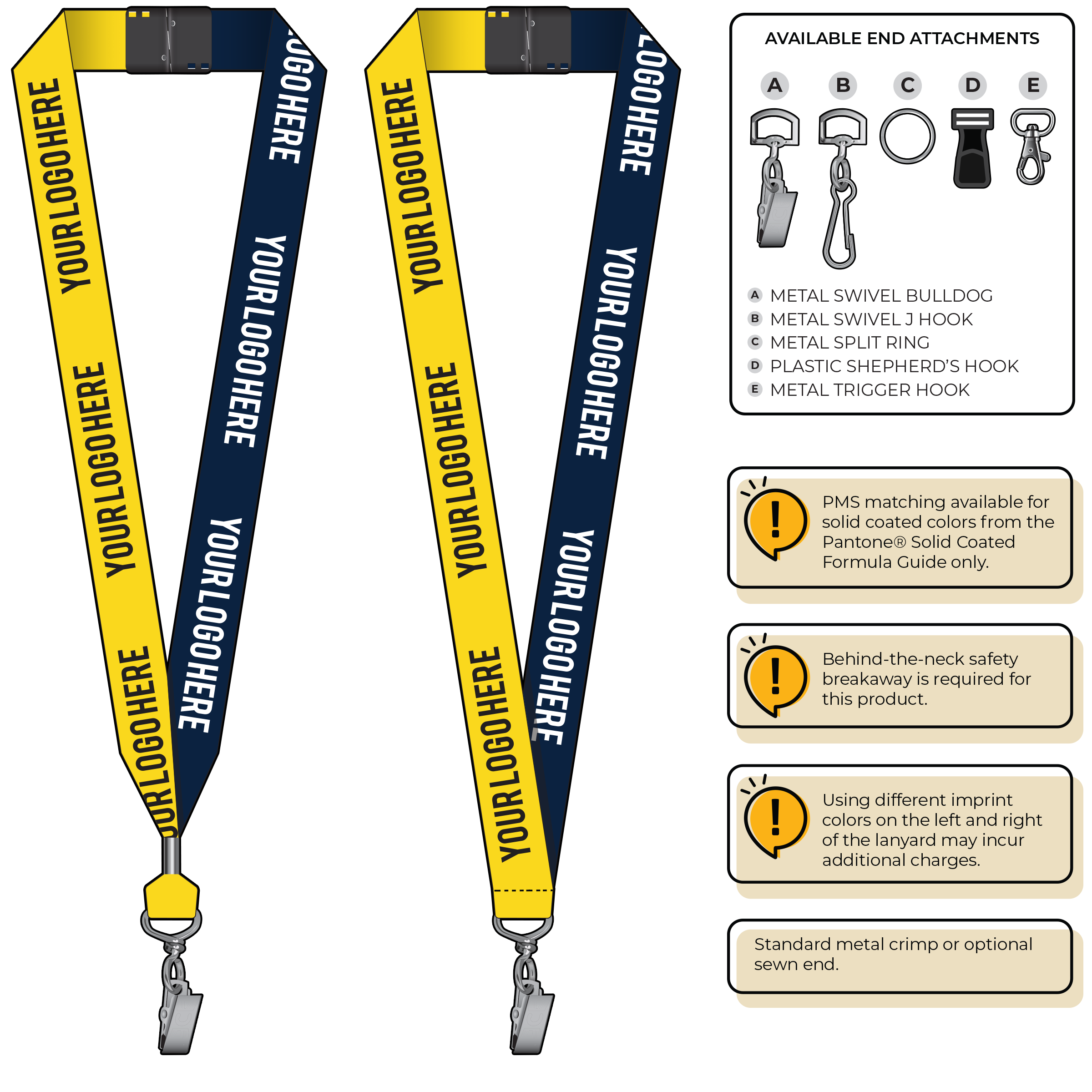 BH0053 | 1" Two Tone MicroWeave Silkscreen Lanyards :: STANDARD END ATTACHMENTS