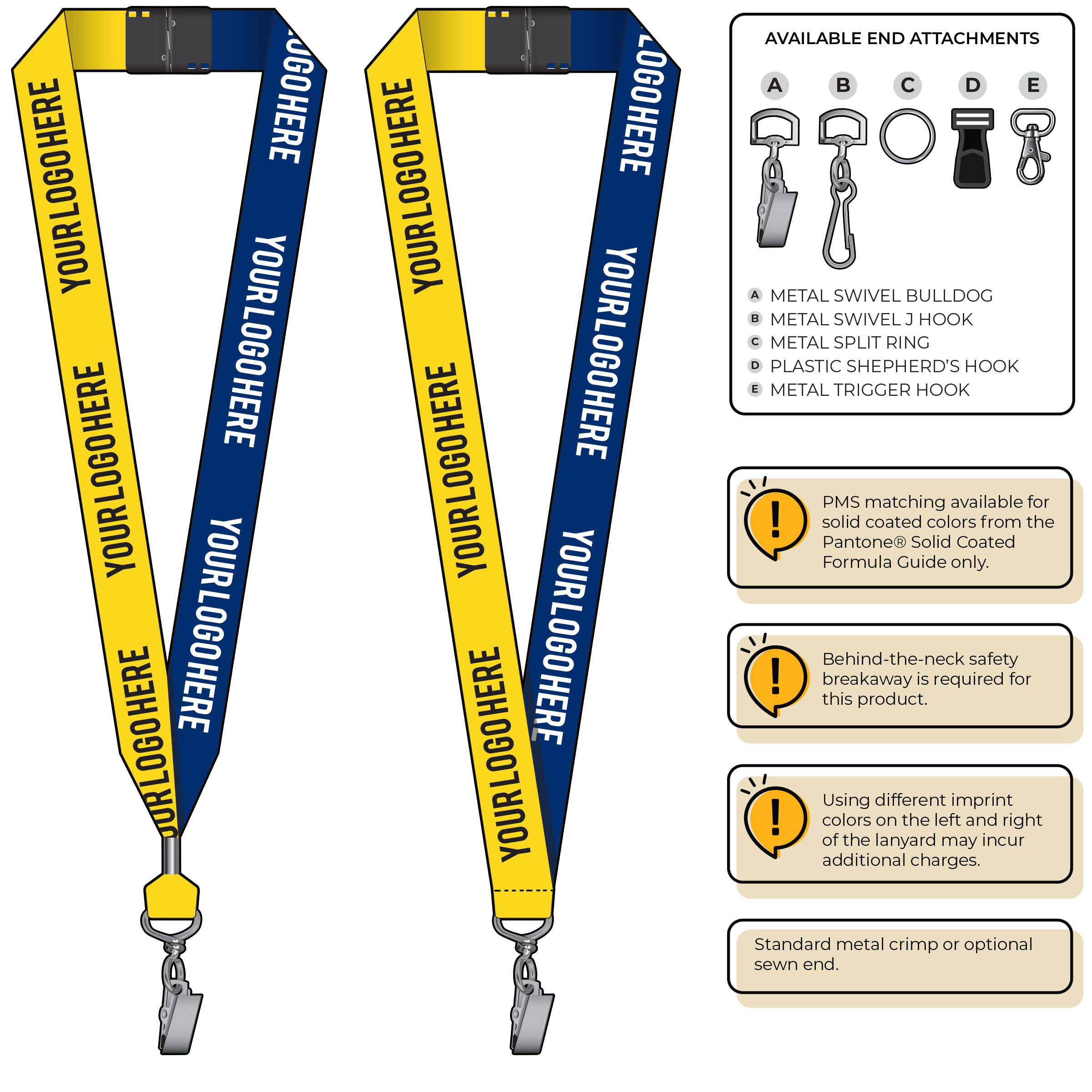 BH0053 | 1" Two Tone MicroWeave Silkscreen Lanyards :: STANDARD END ATTACHMENTS