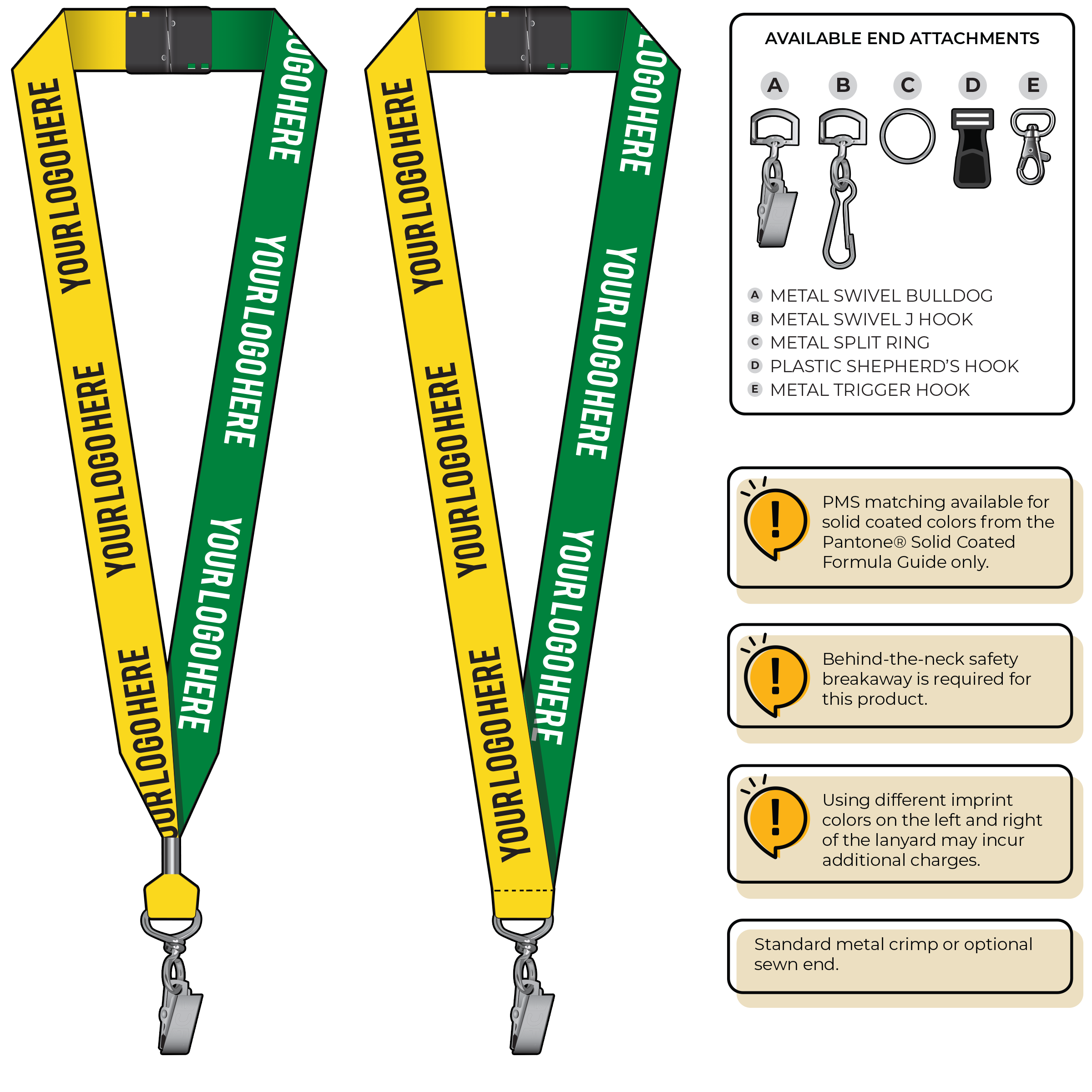 BH0053 | 1" Two Tone MicroWeave Silkscreen Lanyards :: STANDARD END ATTACHMENTS