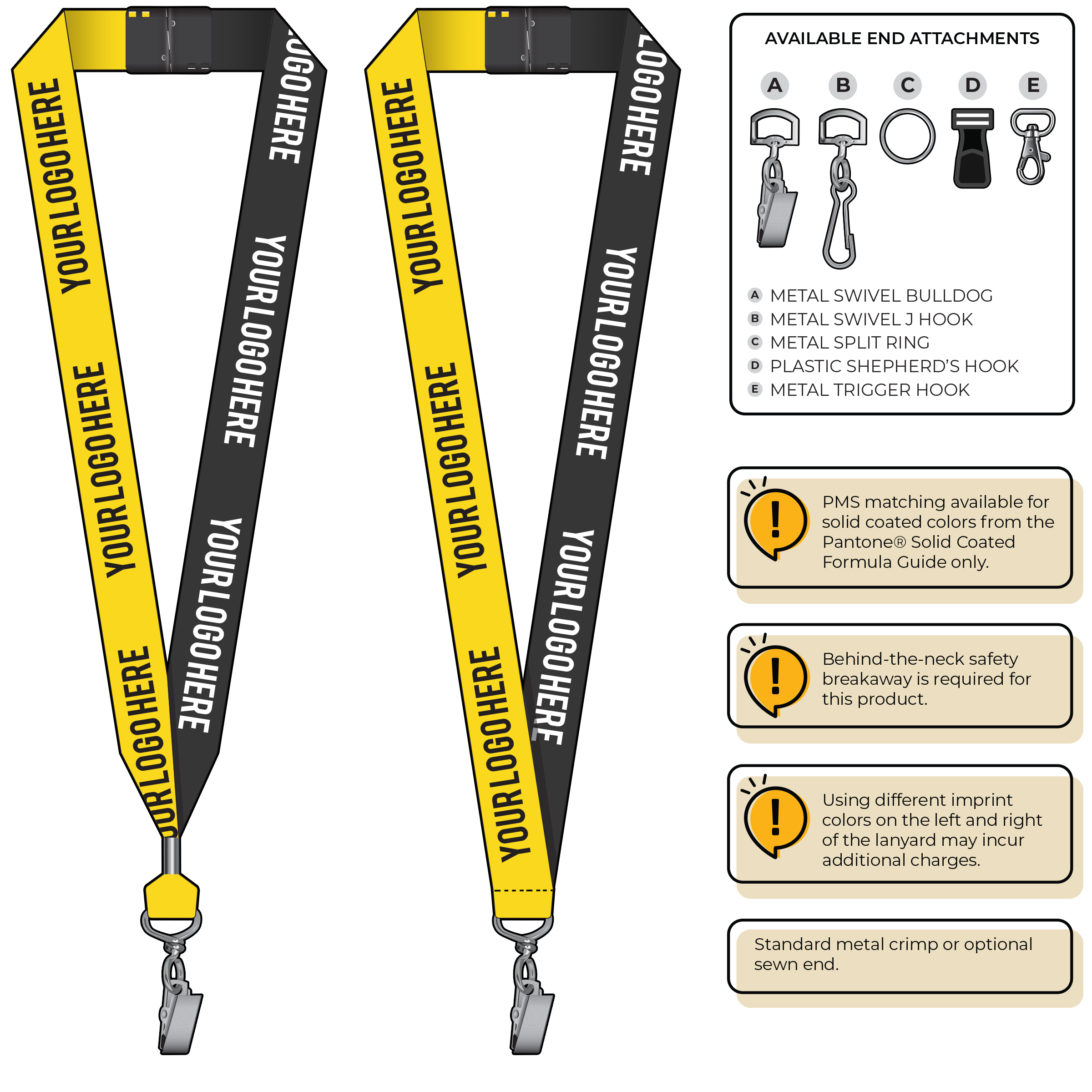 BH0053 | 1" Two Tone MicroWeave Silkscreen Lanyards :: STANDARD END ATTACHMENTS