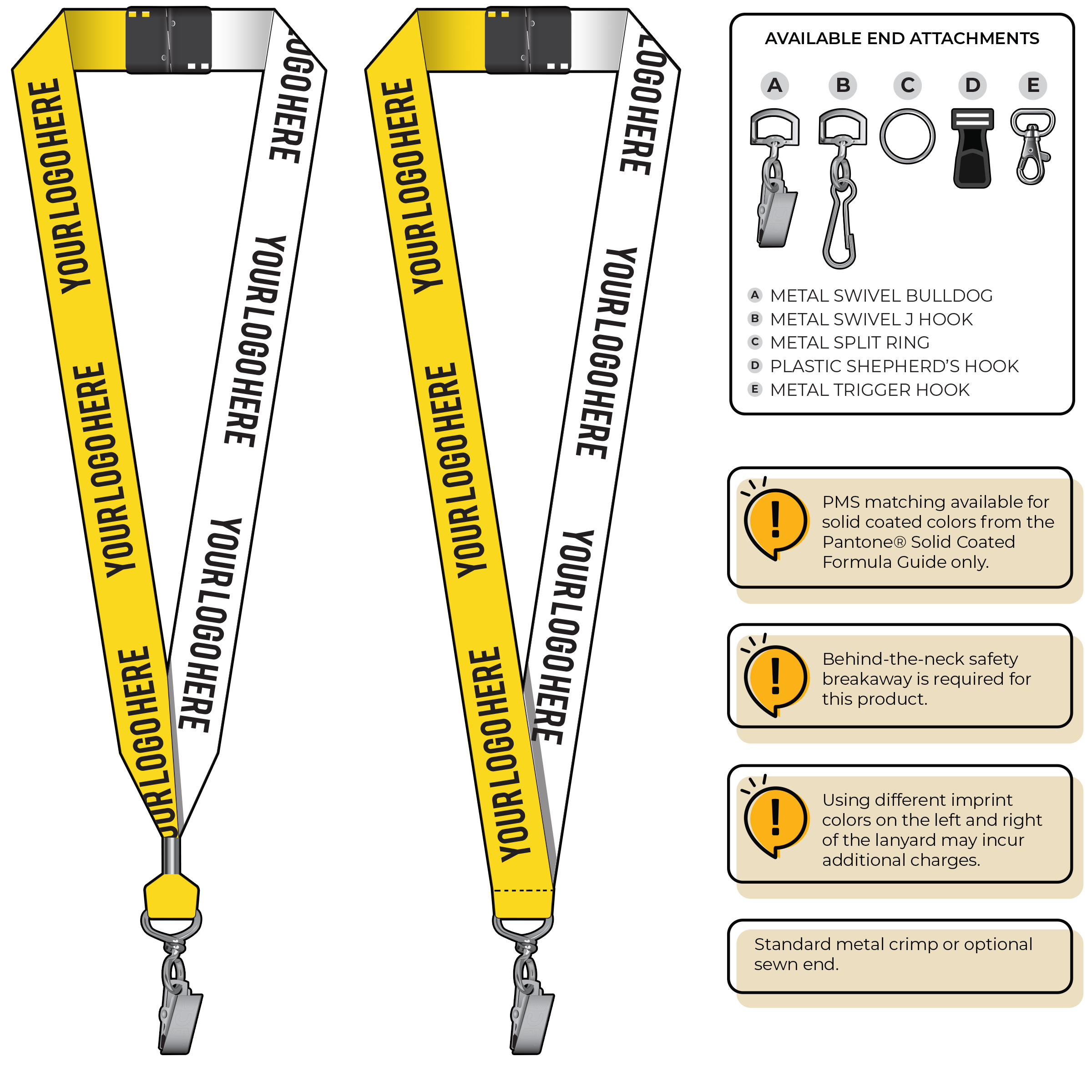 BH0053 | 1" Two Tone MicroWeave Silkscreen Lanyards :: STANDARD END ATTACHMENTS