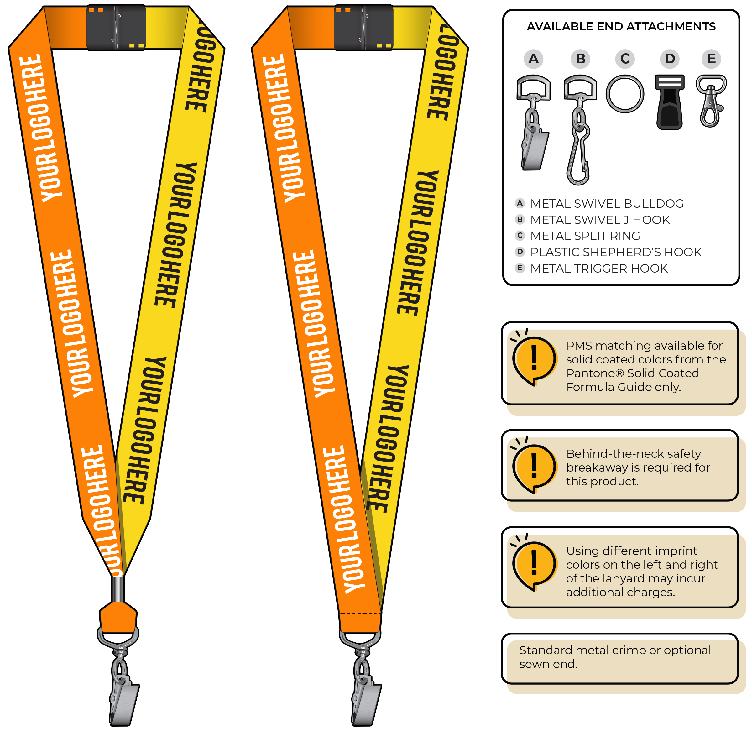 BH0053 | 1" Two Tone MicroWeave Silkscreen Lanyards :: STANDARD END ATTACHMENTS