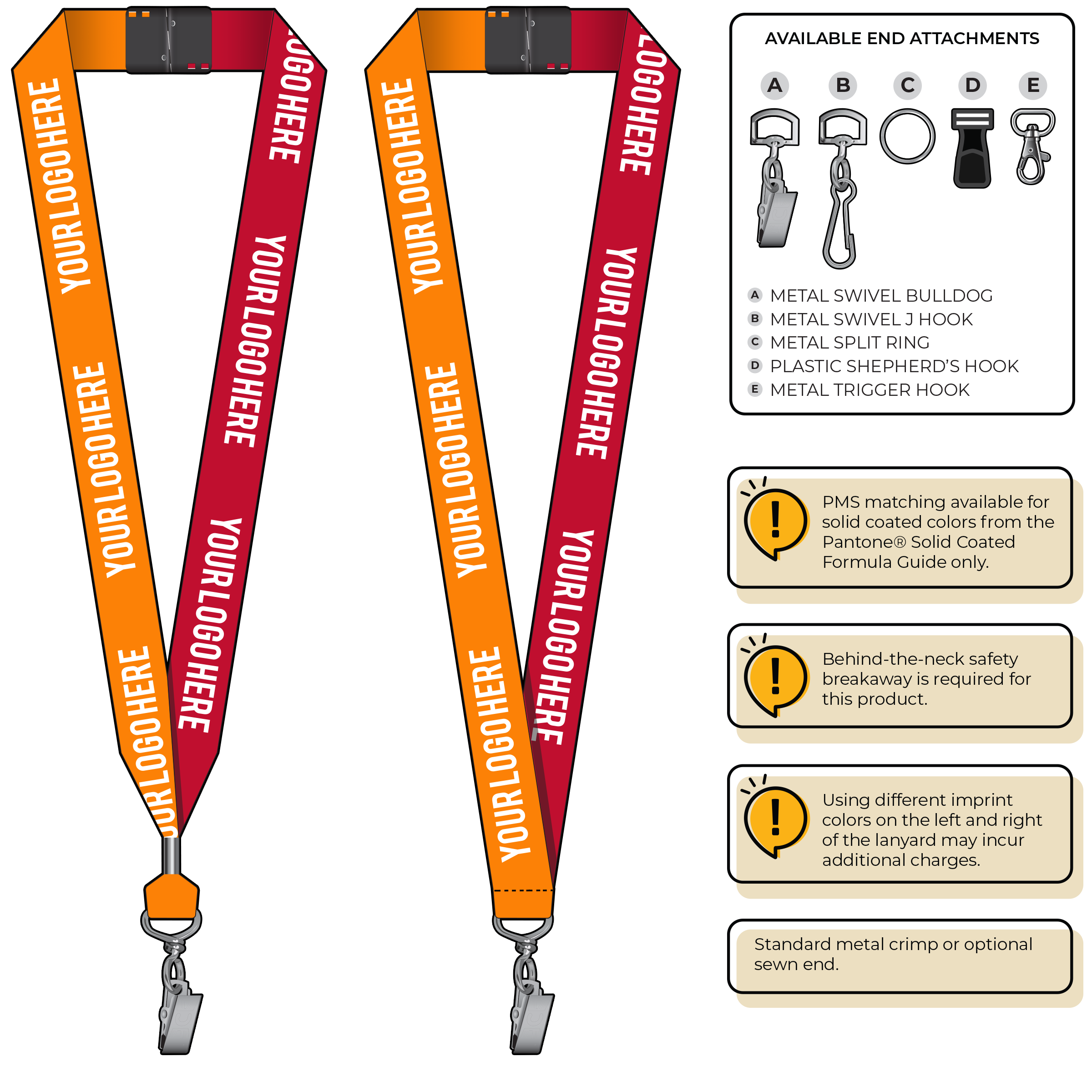 BH0053 | 1" Two Tone MicroWeave Silkscreen Lanyards :: STANDARD END ATTACHMENTS
