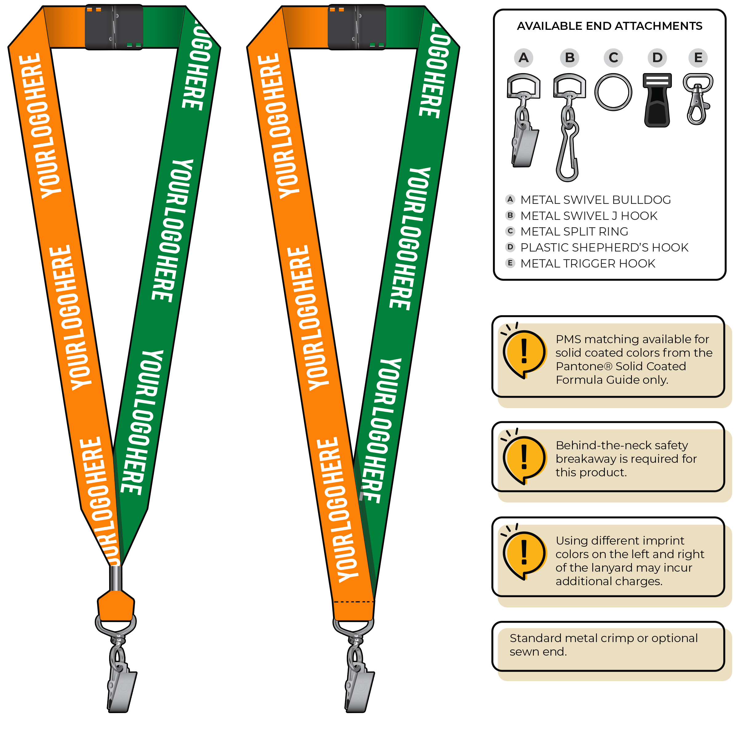 BH0053 | 1" Two Tone MicroWeave Silkscreen Lanyards :: STANDARD END ATTACHMENTS