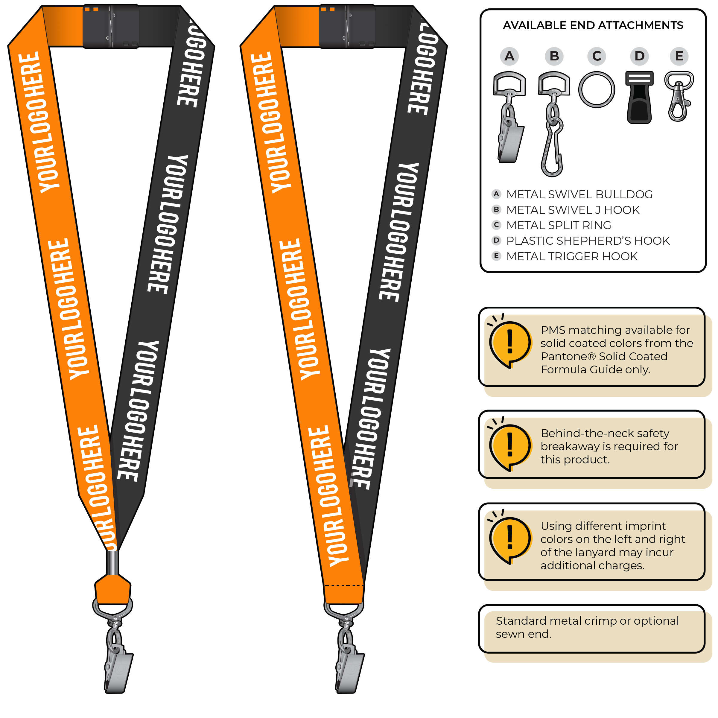 BH0053 | 1" Two Tone MicroWeave Silkscreen Lanyards :: STANDARD END ATTACHMENTS