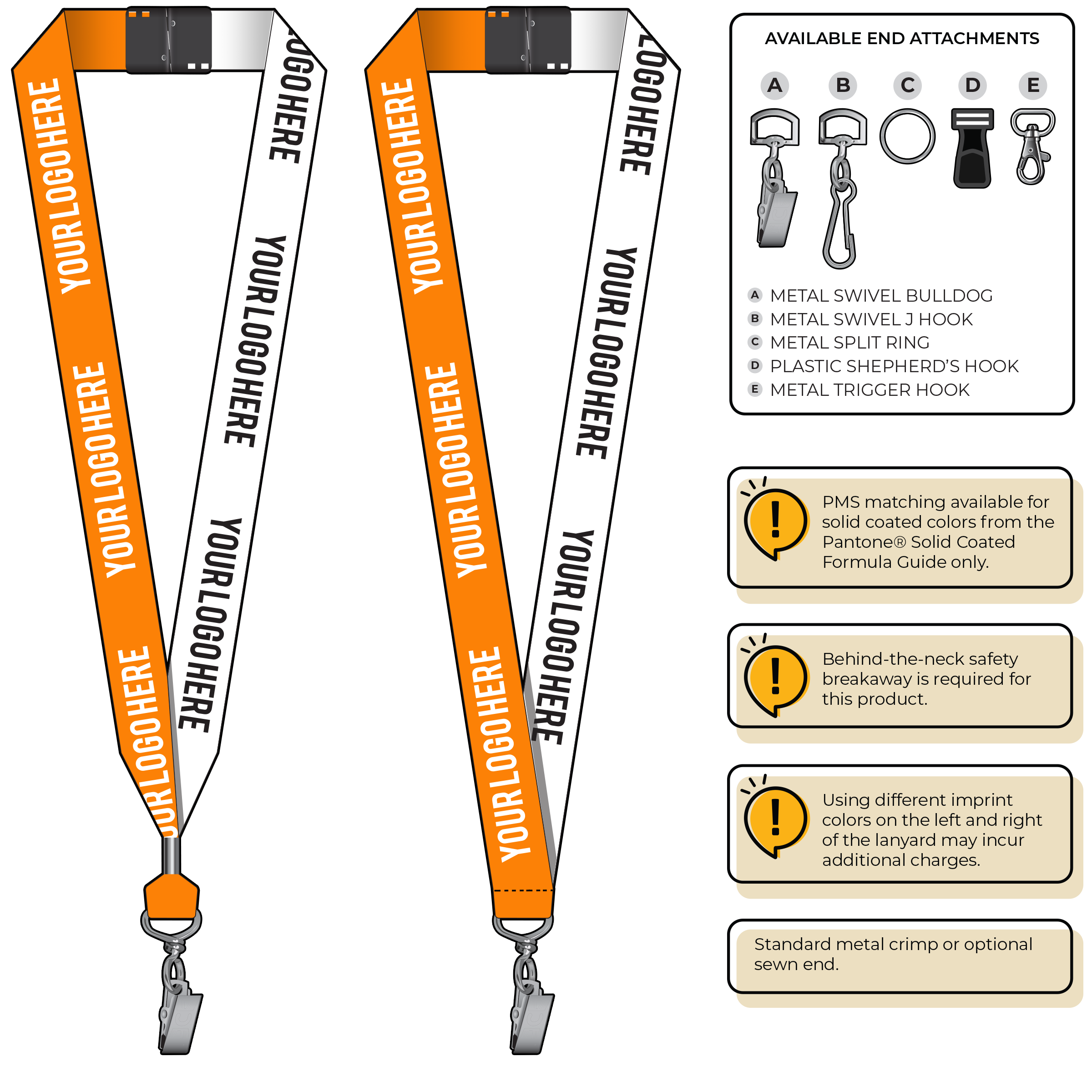 BH0053 | 1" Two Tone MicroWeave Silkscreen Lanyards :: STANDARD END ATTACHMENTS