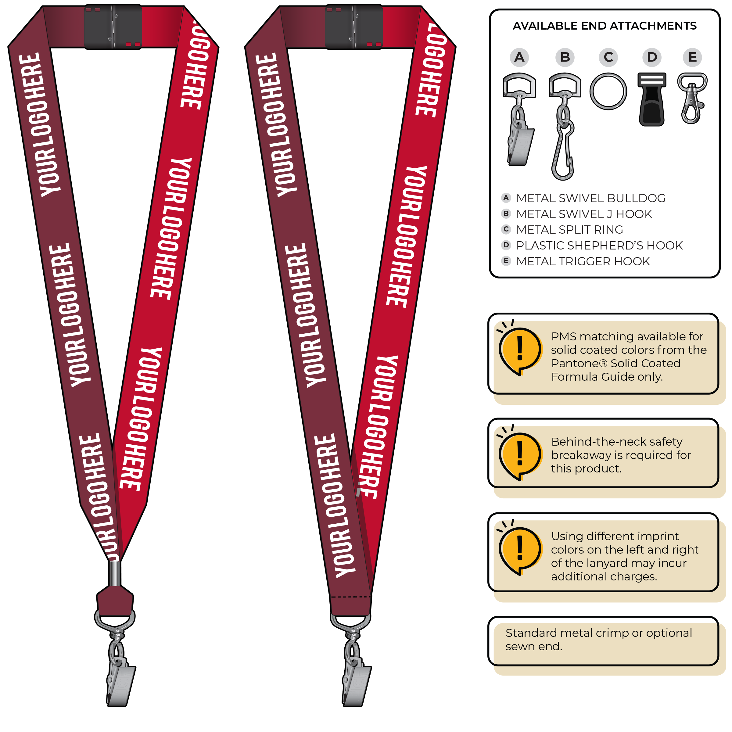 BH0053 | 1" Two Tone MicroWeave Silkscreen Lanyards :: STANDARD END ATTACHMENTS