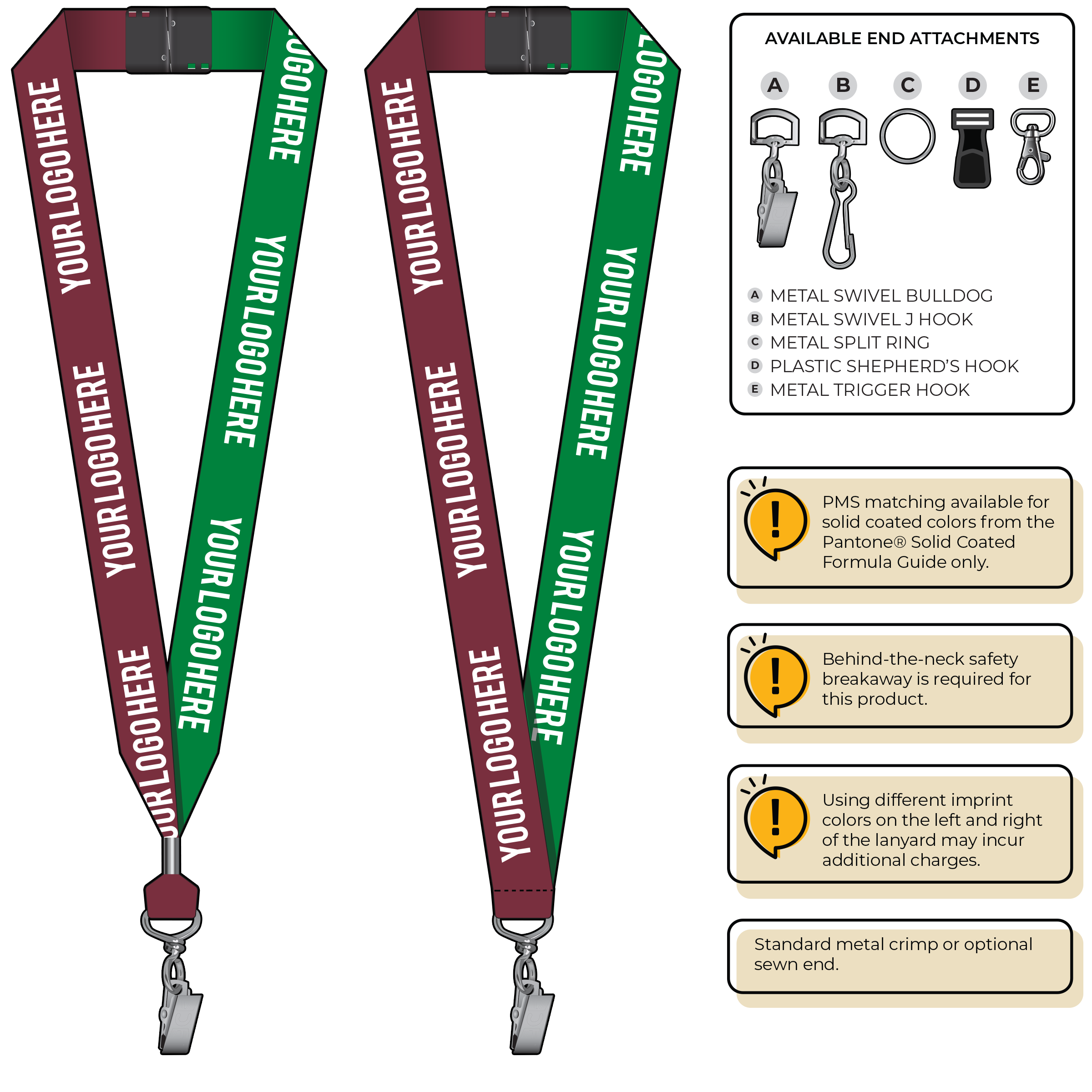 BH0053 | 1" Two Tone MicroWeave Silkscreen Lanyards :: STANDARD END ATTACHMENTS