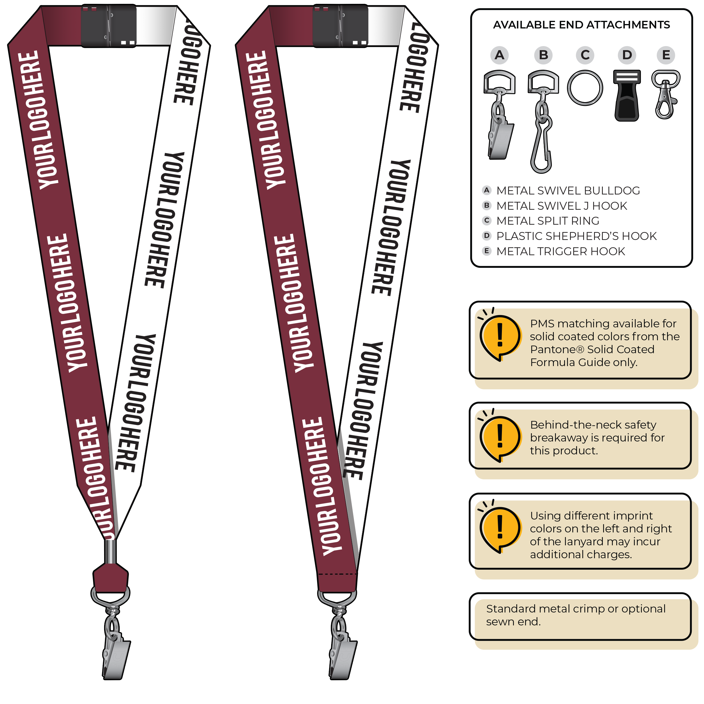 BH0053 | 1" Two Tone MicroWeave Silkscreen Lanyards :: STANDARD END ATTACHMENTS