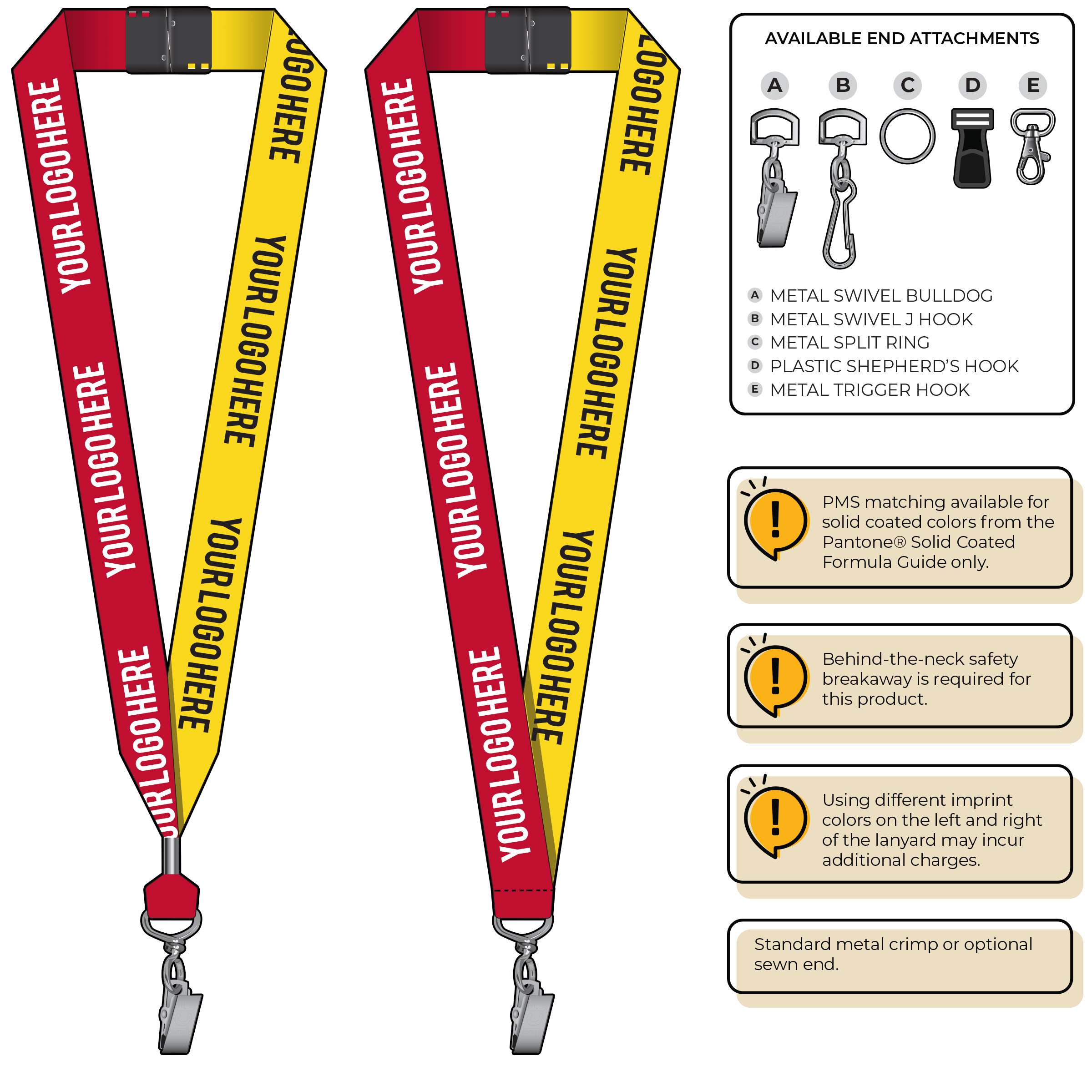 BH0053 | 1" Two Tone MicroWeave Silkscreen Lanyards :: STANDARD END ATTACHMENTS