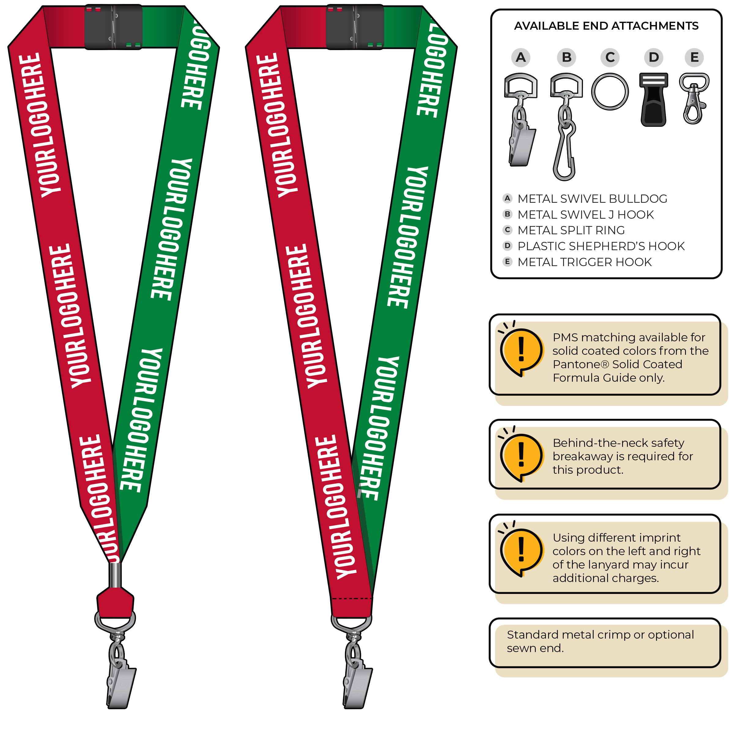 BH0053 | 1" Two Tone MicroWeave Silkscreen Lanyards :: STANDARD END ATTACHMENTS