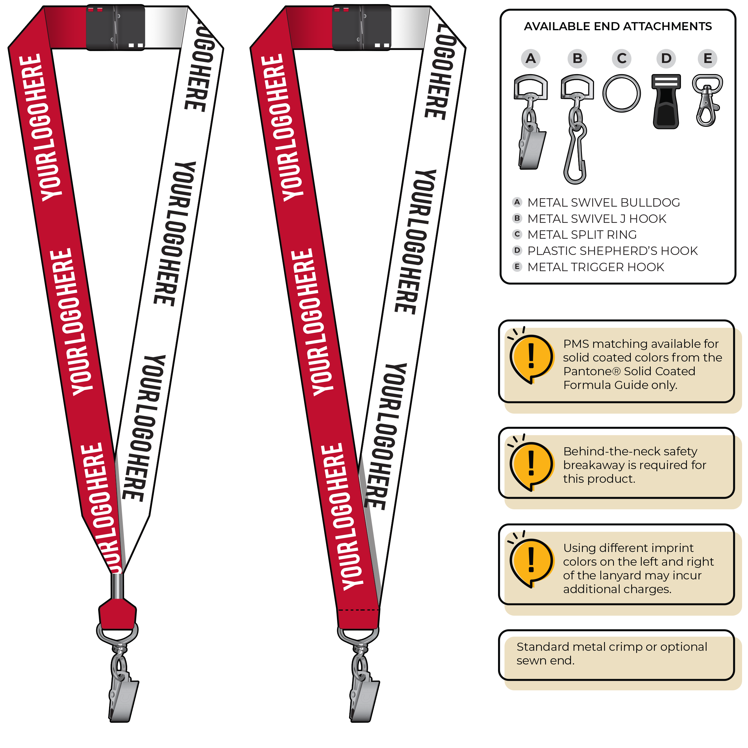 BH0053 | 1" Two Tone MicroWeave Silkscreen Lanyards :: STANDARD END ATTACHMENTS