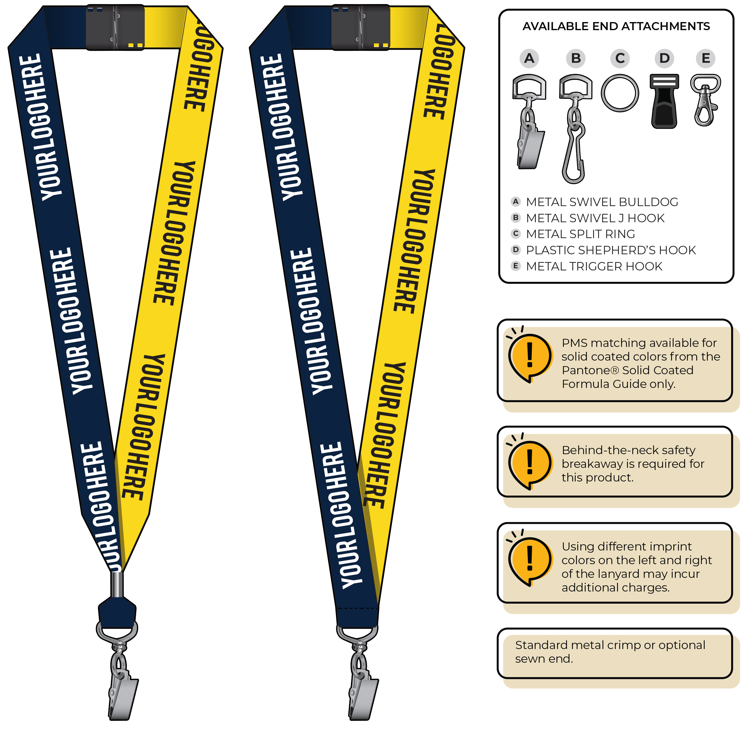 BH0053 | 1" Two Tone MicroWeave Silkscreen Lanyards :: STANDARD END ATTACHMENTS