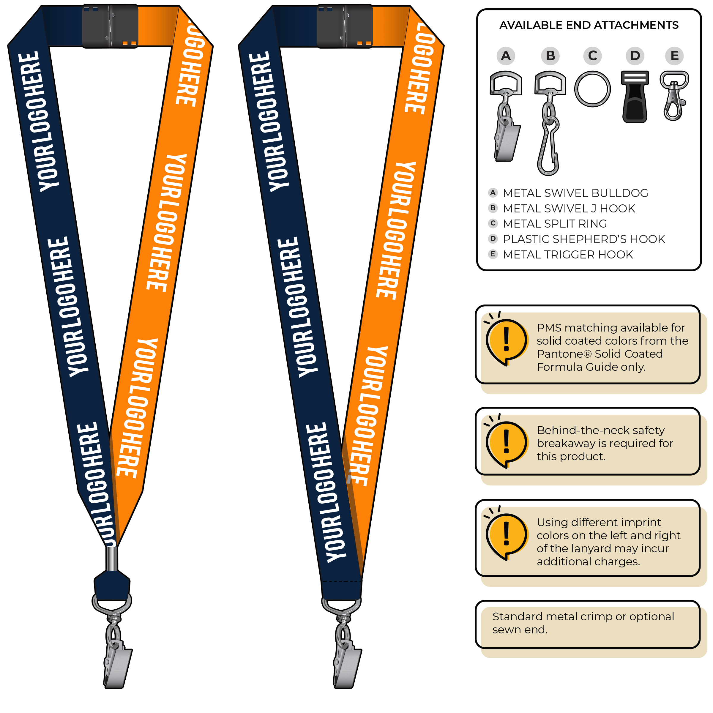 BH0053 | 1" Two Tone MicroWeave Silkscreen Lanyards :: STANDARD END ATTACHMENTS