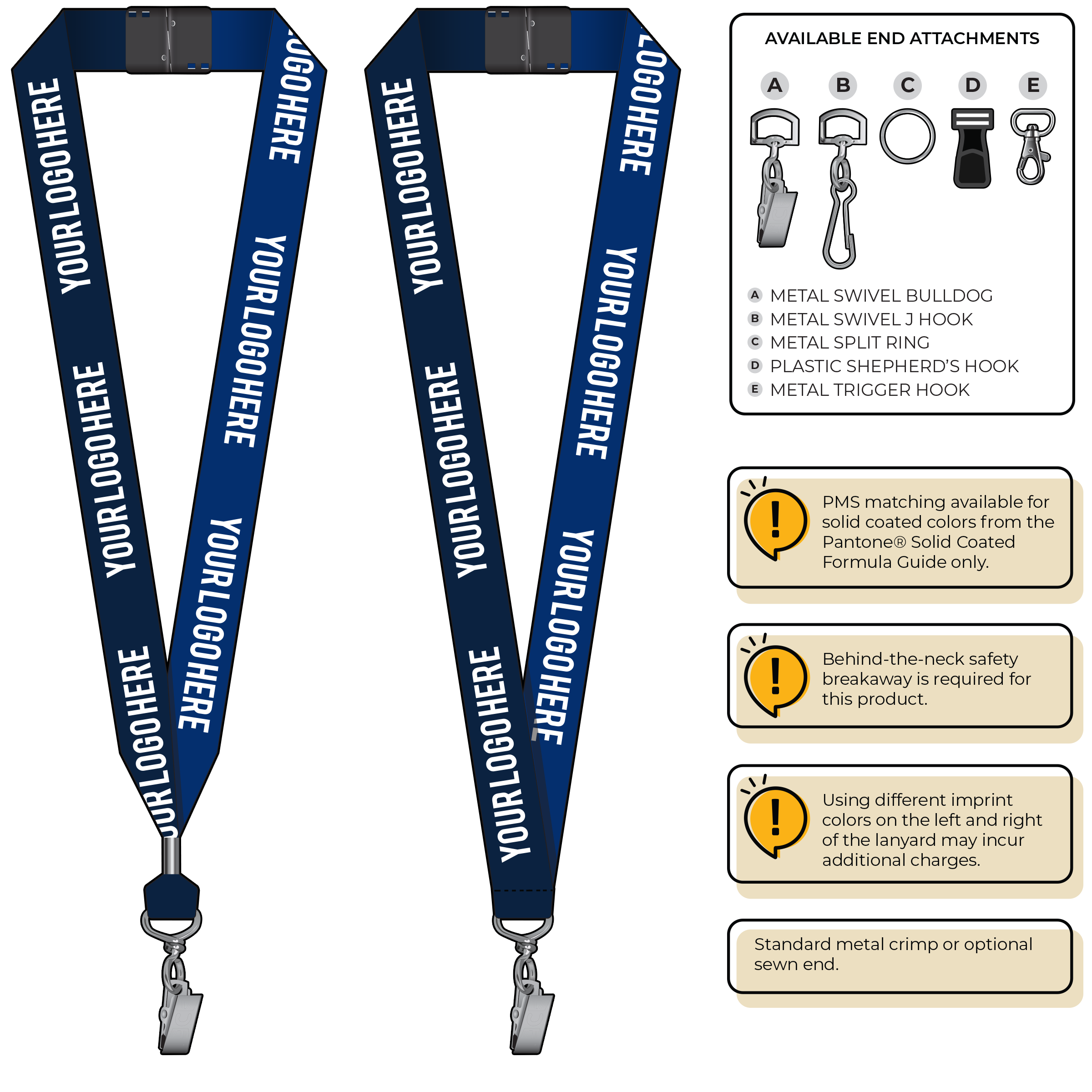 BH0053 | 1" Two Tone MicroWeave Silkscreen Lanyards :: STANDARD END ATTACHMENTS