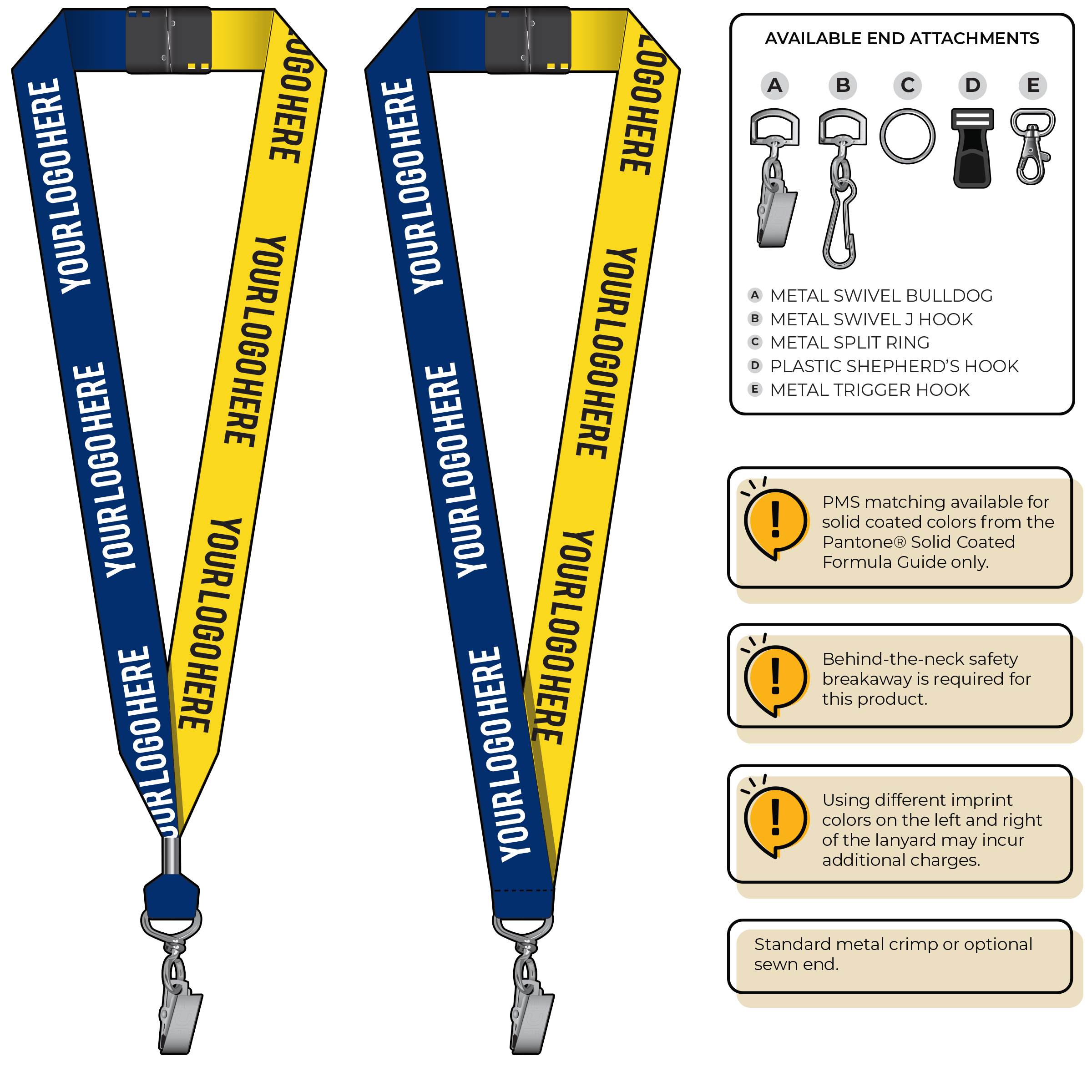 BH0053 | 1" Two Tone MicroWeave Silkscreen Lanyards :: STANDARD END ATTACHMENTS
