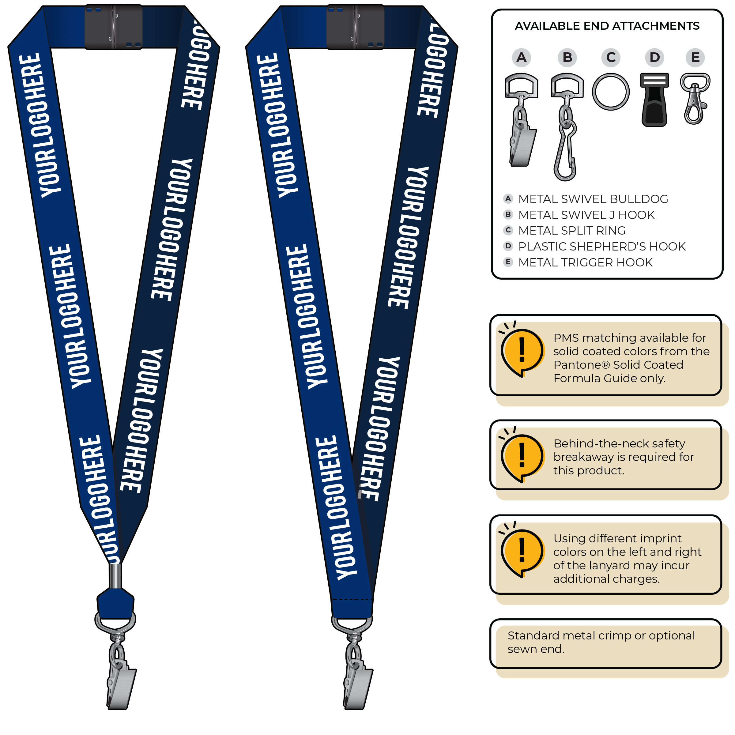 BH0053 | 1" Two Tone MicroWeave Silkscreen Lanyards :: STANDARD END ATTACHMENTS