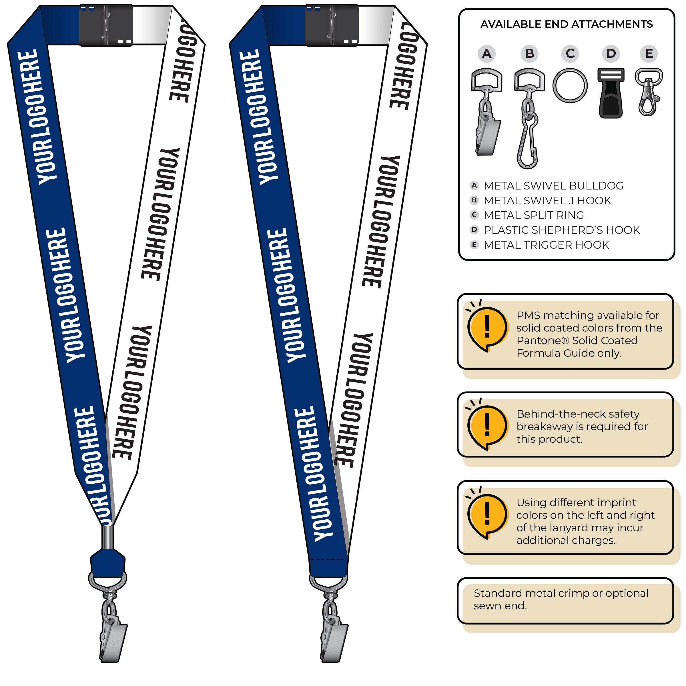 BH0053 | 1" Two Tone MicroWeave Silkscreen Lanyards :: STANDARD END ATTACHMENTS