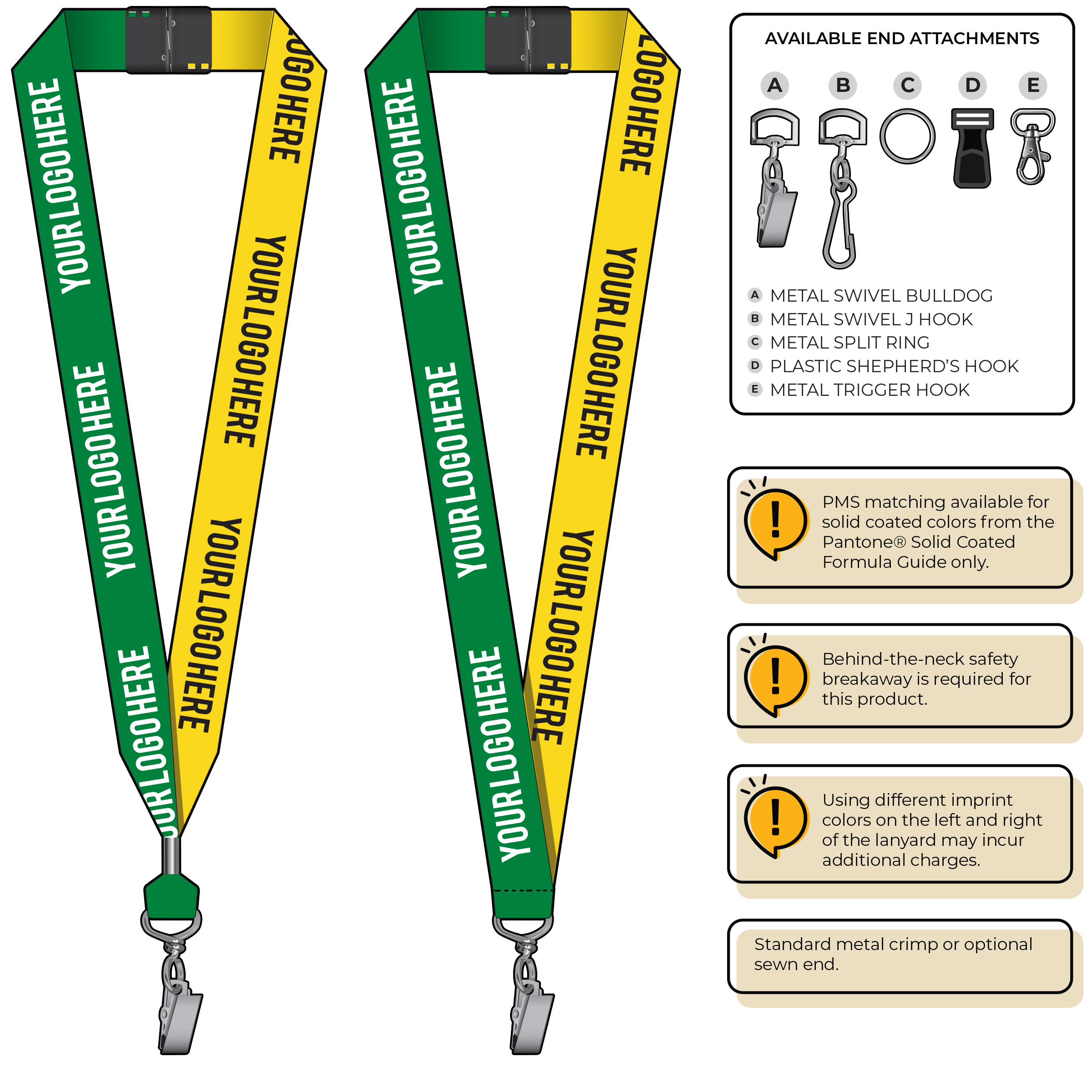 BH0053 | 1" Two Tone MicroWeave Silkscreen Lanyards :: STANDARD END ATTACHMENTS