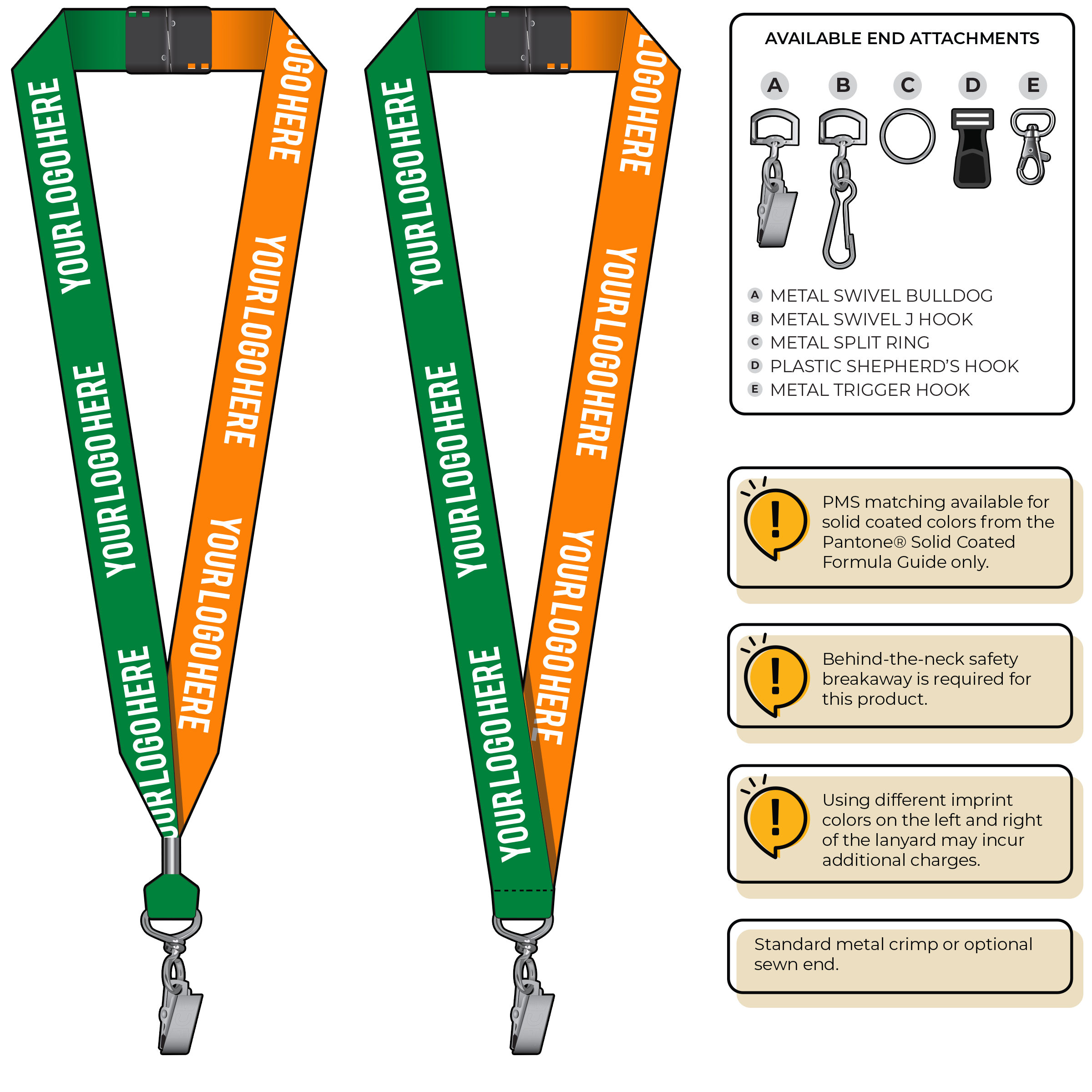 BH0053 | 1" Two Tone MicroWeave Silkscreen Lanyards :: STANDARD END ATTACHMENTS