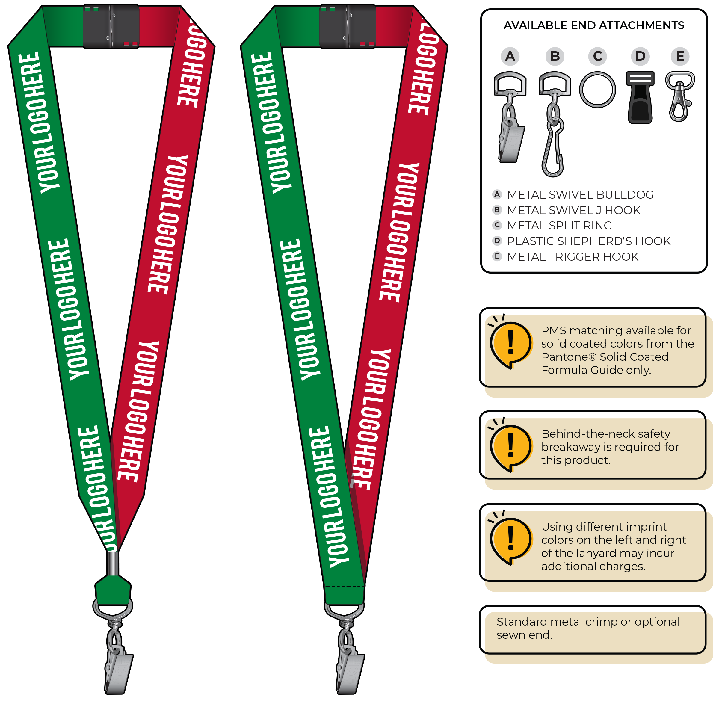 BH0053 | 1" Two Tone MicroWeave Silkscreen Lanyards :: STANDARD END ATTACHMENTS