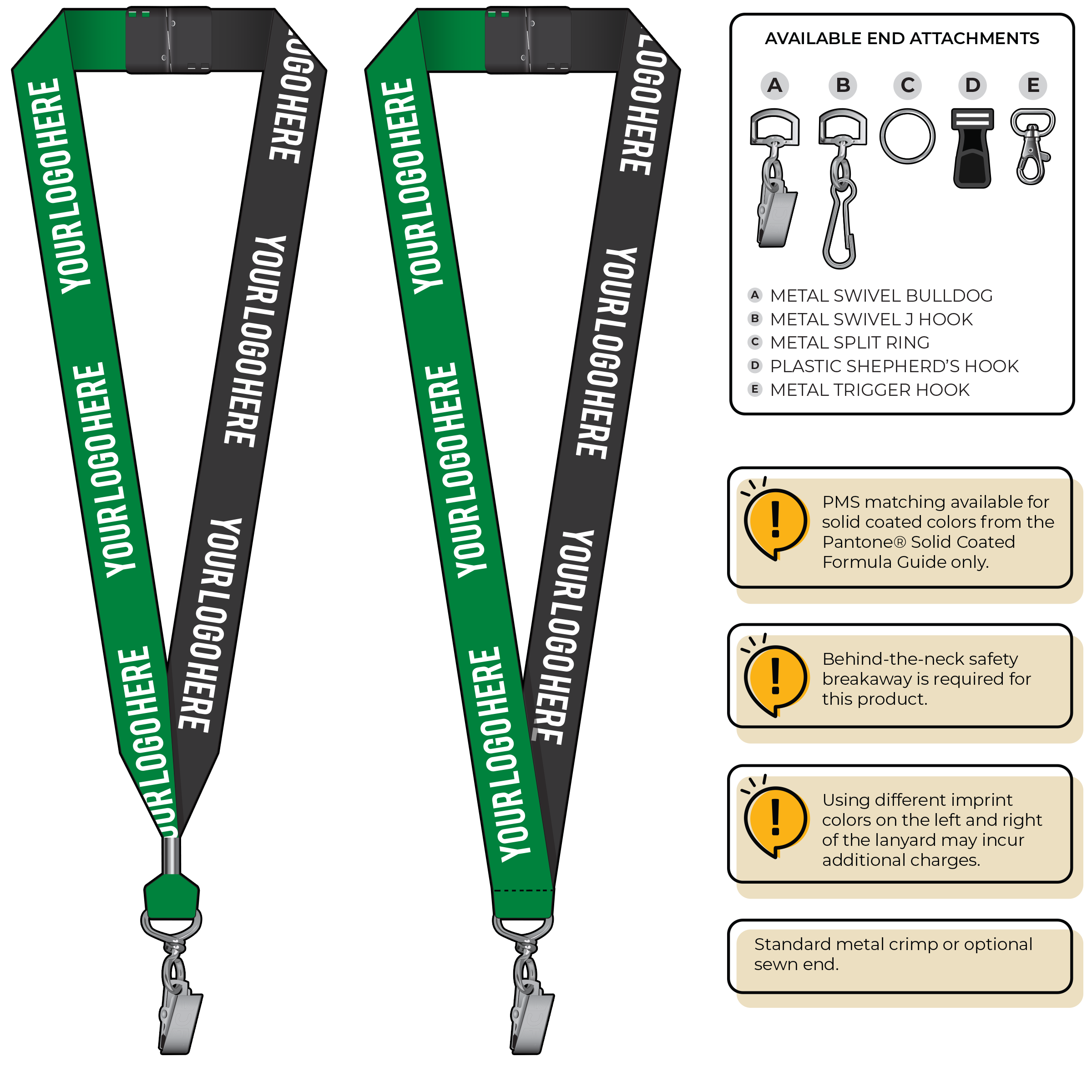 BH0053 | 1" Two Tone MicroWeave Silkscreen Lanyards :: STANDARD END ATTACHMENTS