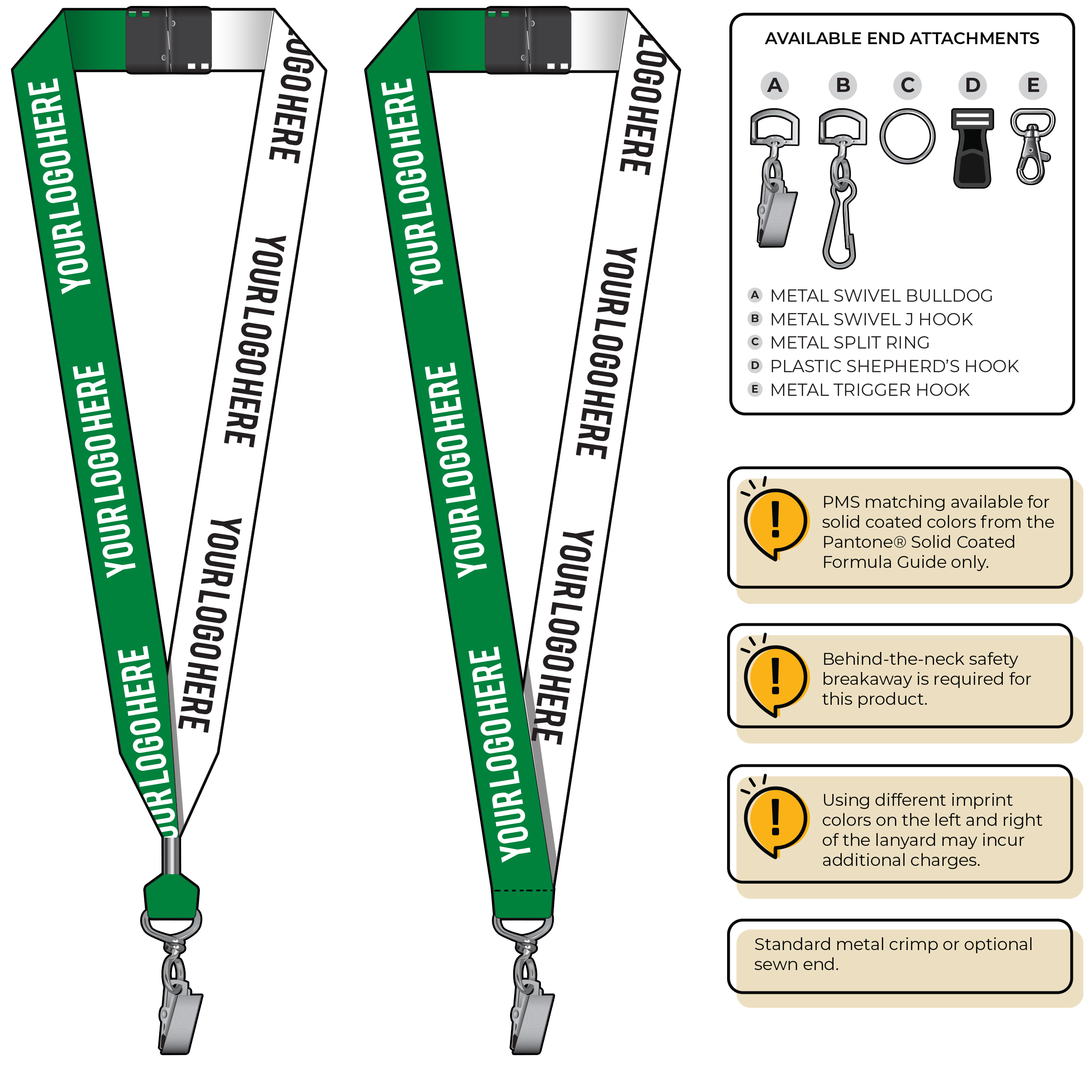 BH0053 | 1" Two Tone MicroWeave Silkscreen Lanyards :: STANDARD END ATTACHMENTS