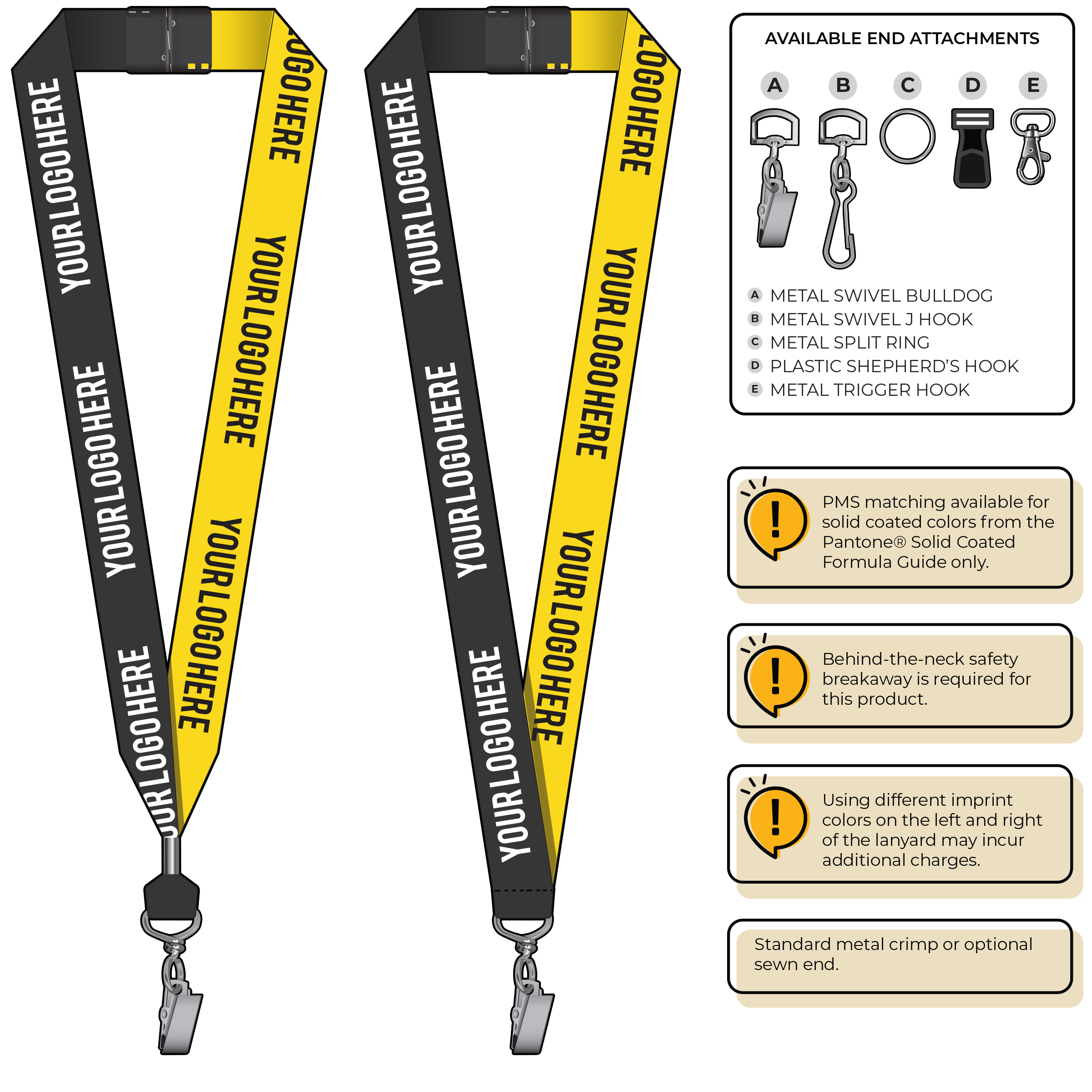 BH0053 | 1" Two Tone MicroWeave Silkscreen Lanyards :: STANDARD END ATTACHMENTS