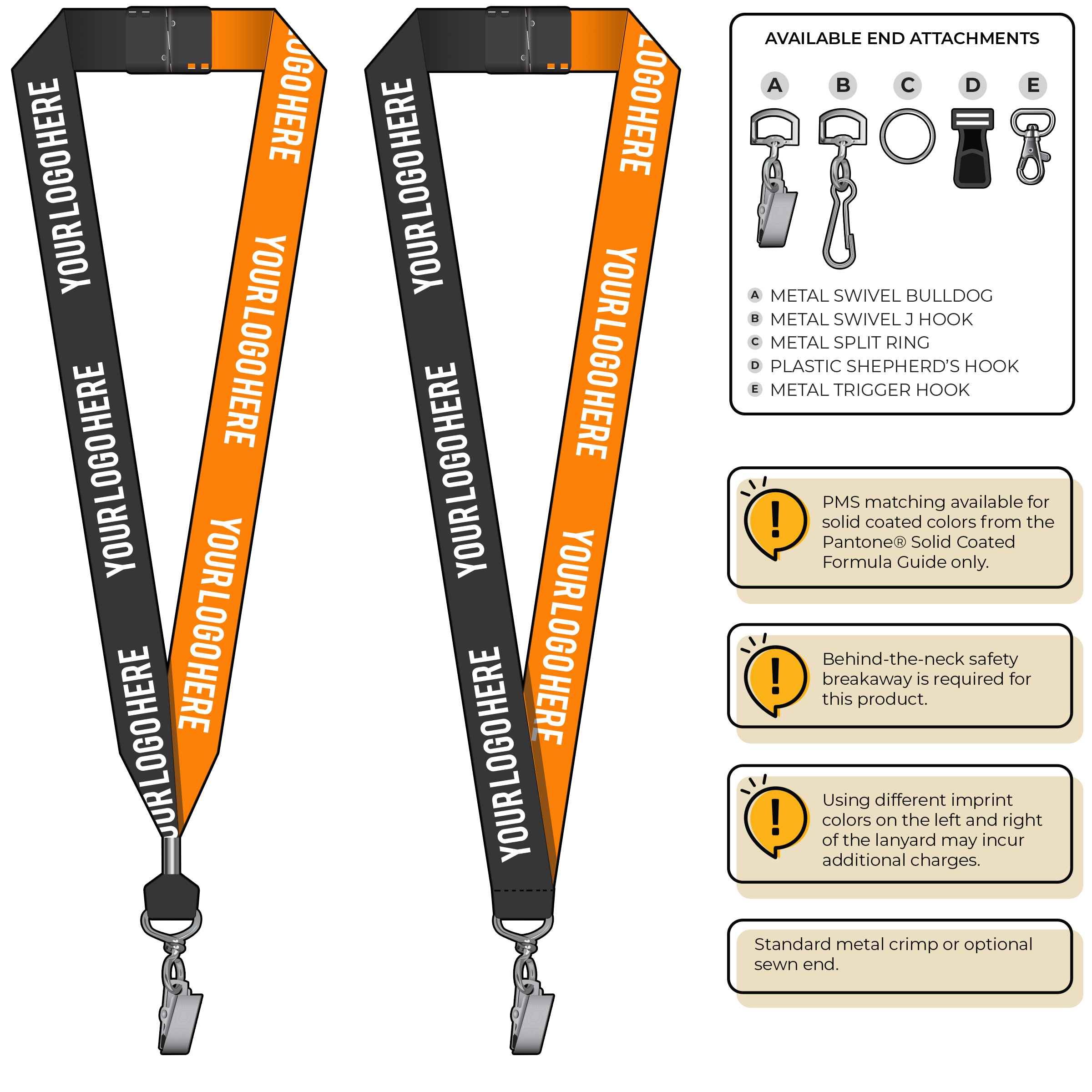 BH0053 | 1" Two Tone MicroWeave Silkscreen Lanyards :: STANDARD END ATTACHMENTS