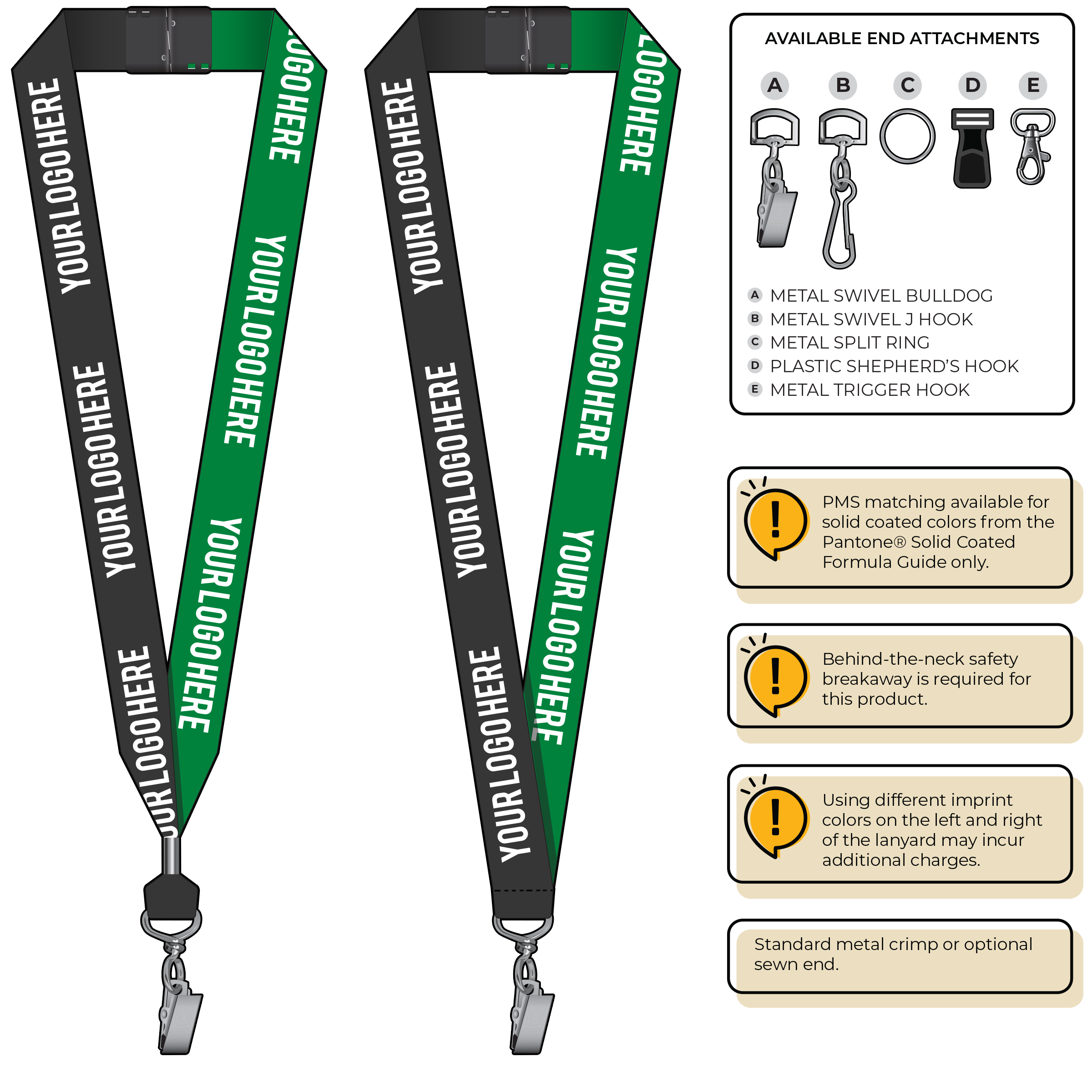 BH0053 | 1" Two Tone MicroWeave Silkscreen Lanyards :: STANDARD END ATTACHMENTS