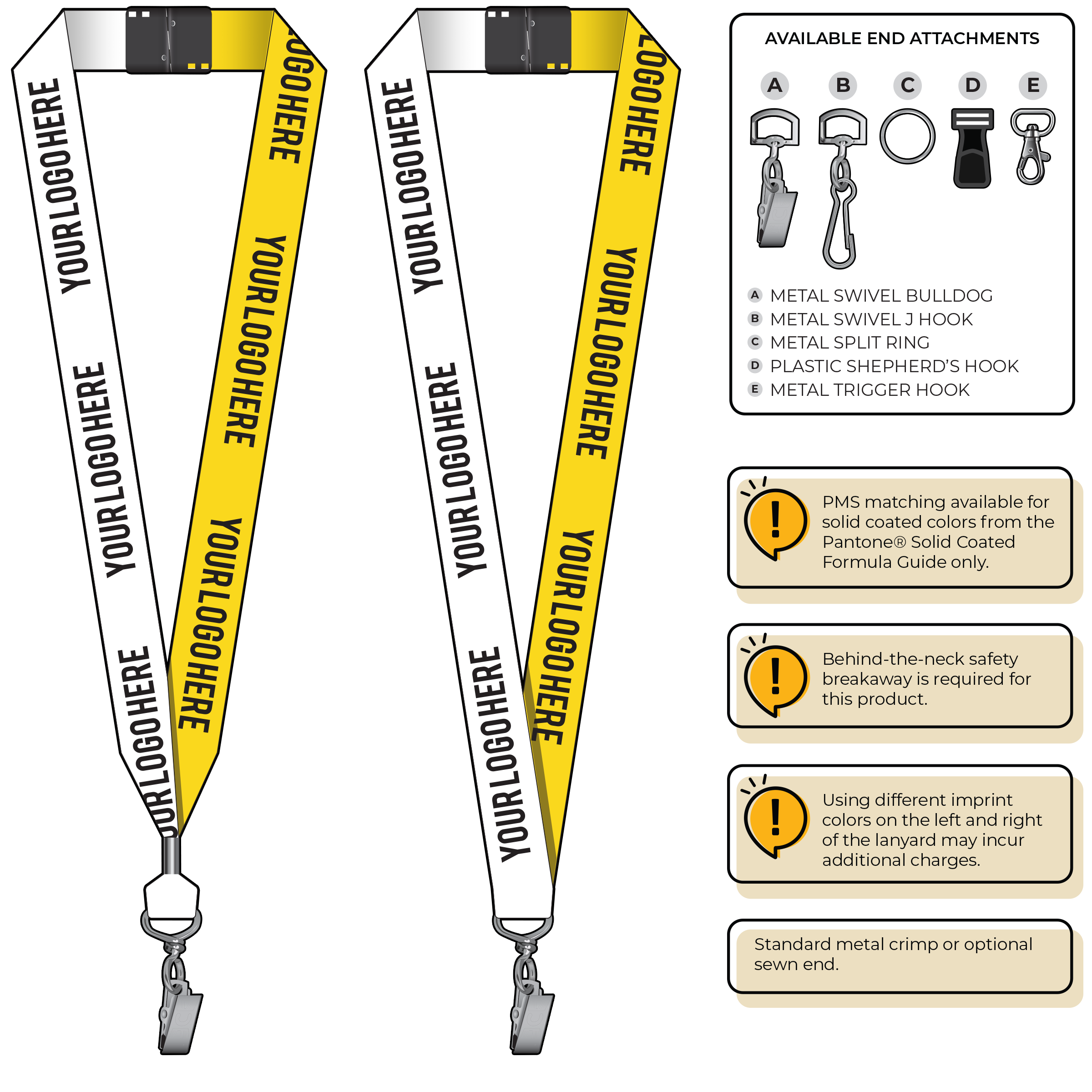 BH0053 | 1" Two Tone MicroWeave Silkscreen Lanyards :: STANDARD END ATTACHMENTS