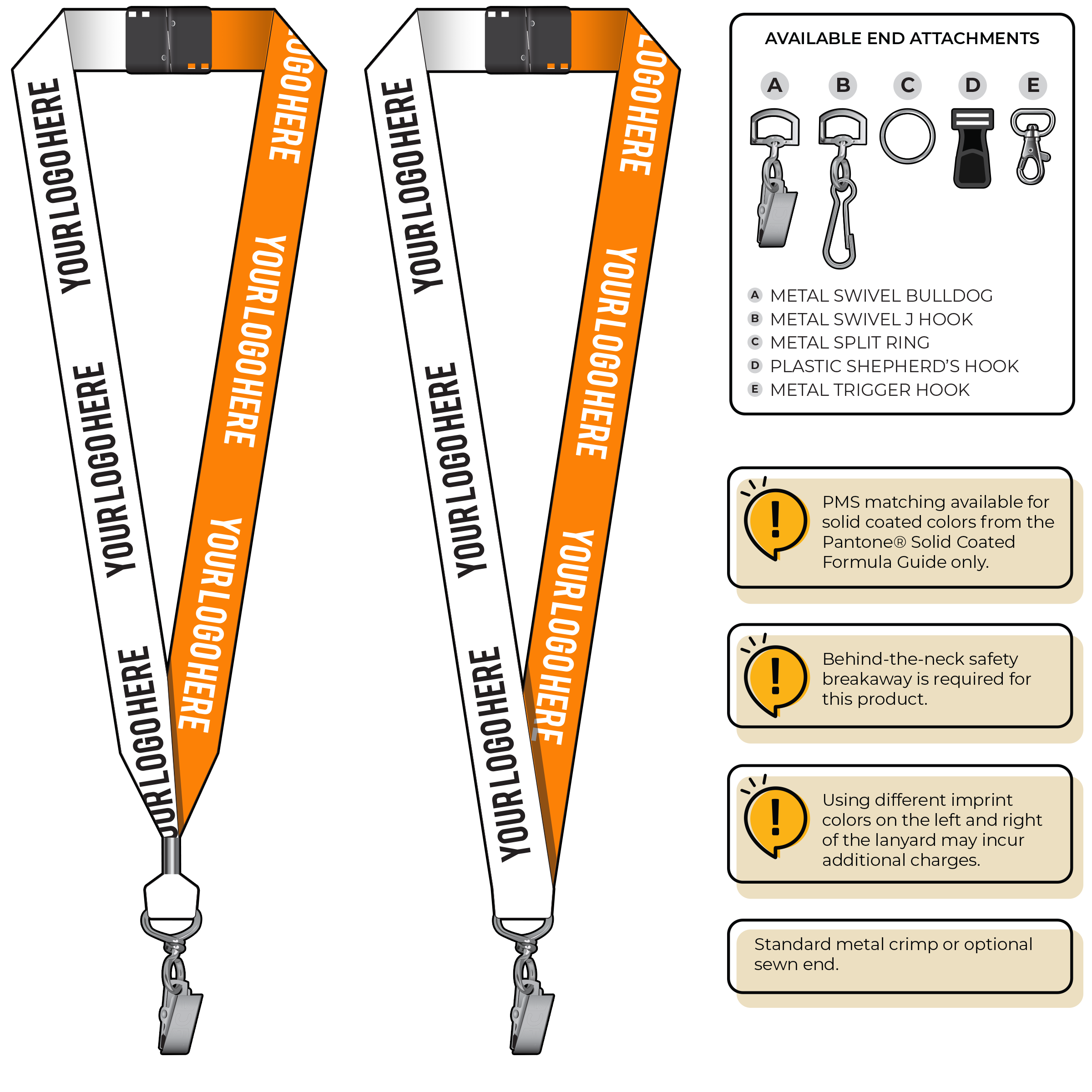 BH0053 | 1" Two Tone MicroWeave Silkscreen Lanyards :: STANDARD END ATTACHMENTS