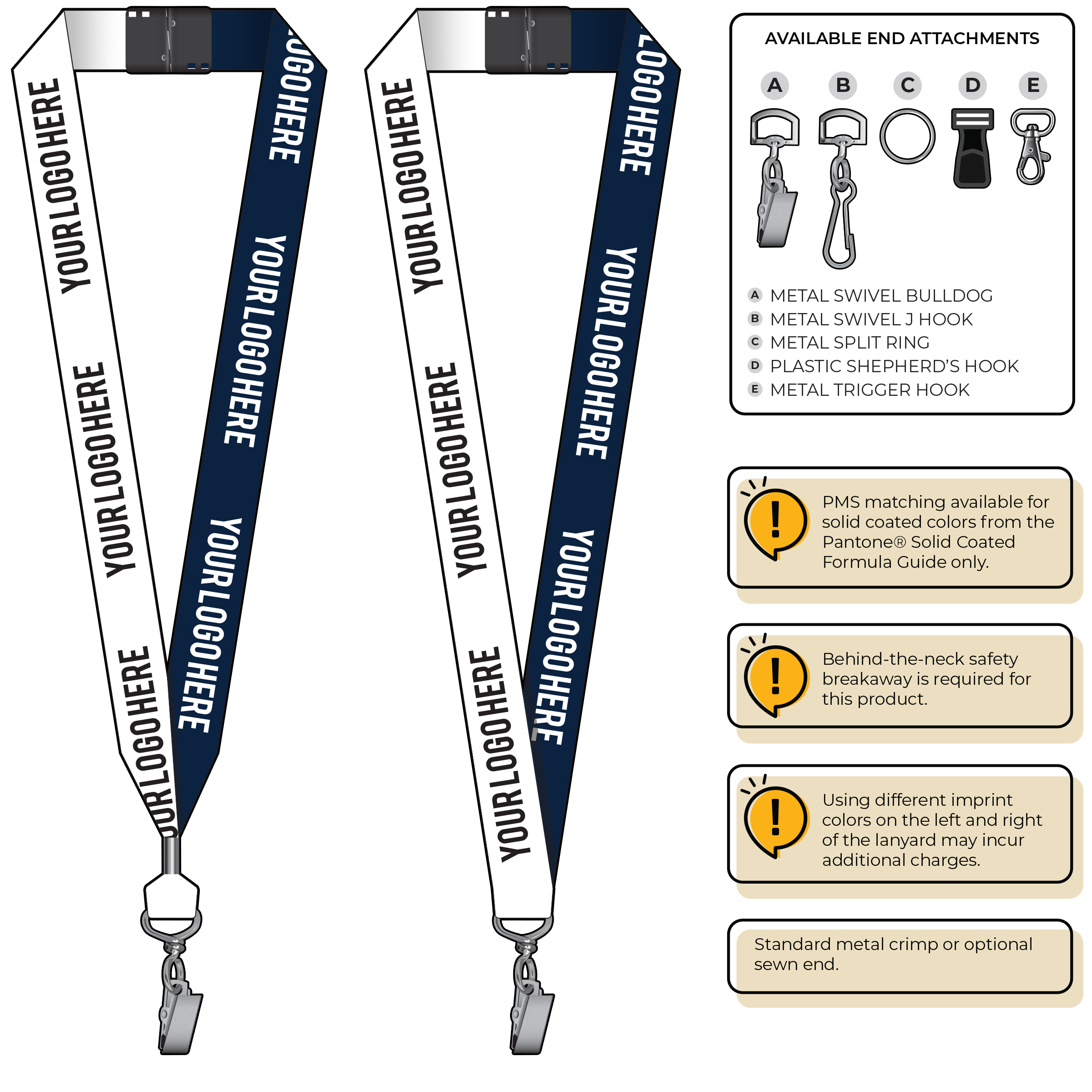 BH0053 | 1" Two Tone MicroWeave Silkscreen Lanyards :: STANDARD END ATTACHMENTS