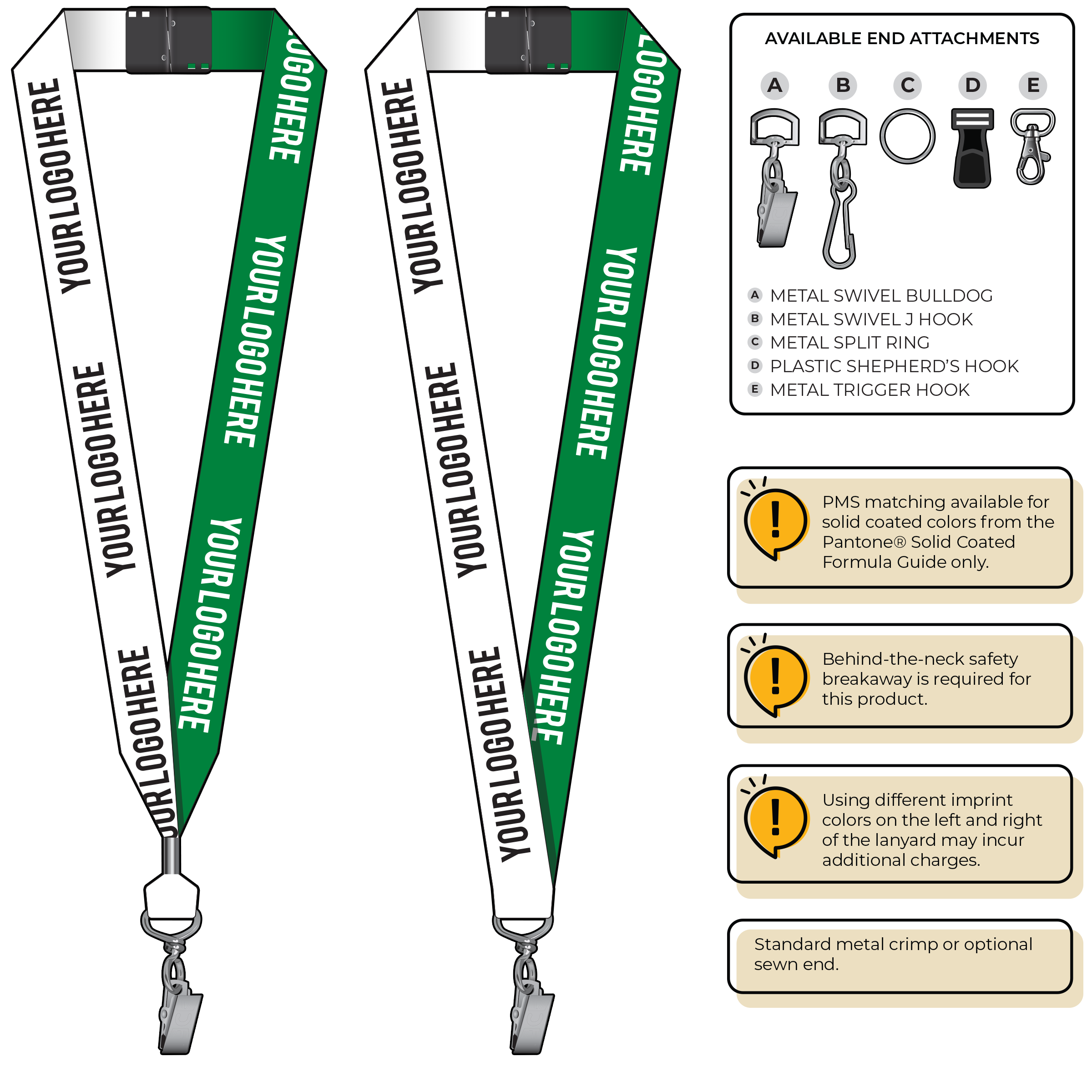 BH0053 | 1" Two Tone MicroWeave Silkscreen Lanyards :: STANDARD END ATTACHMENTS