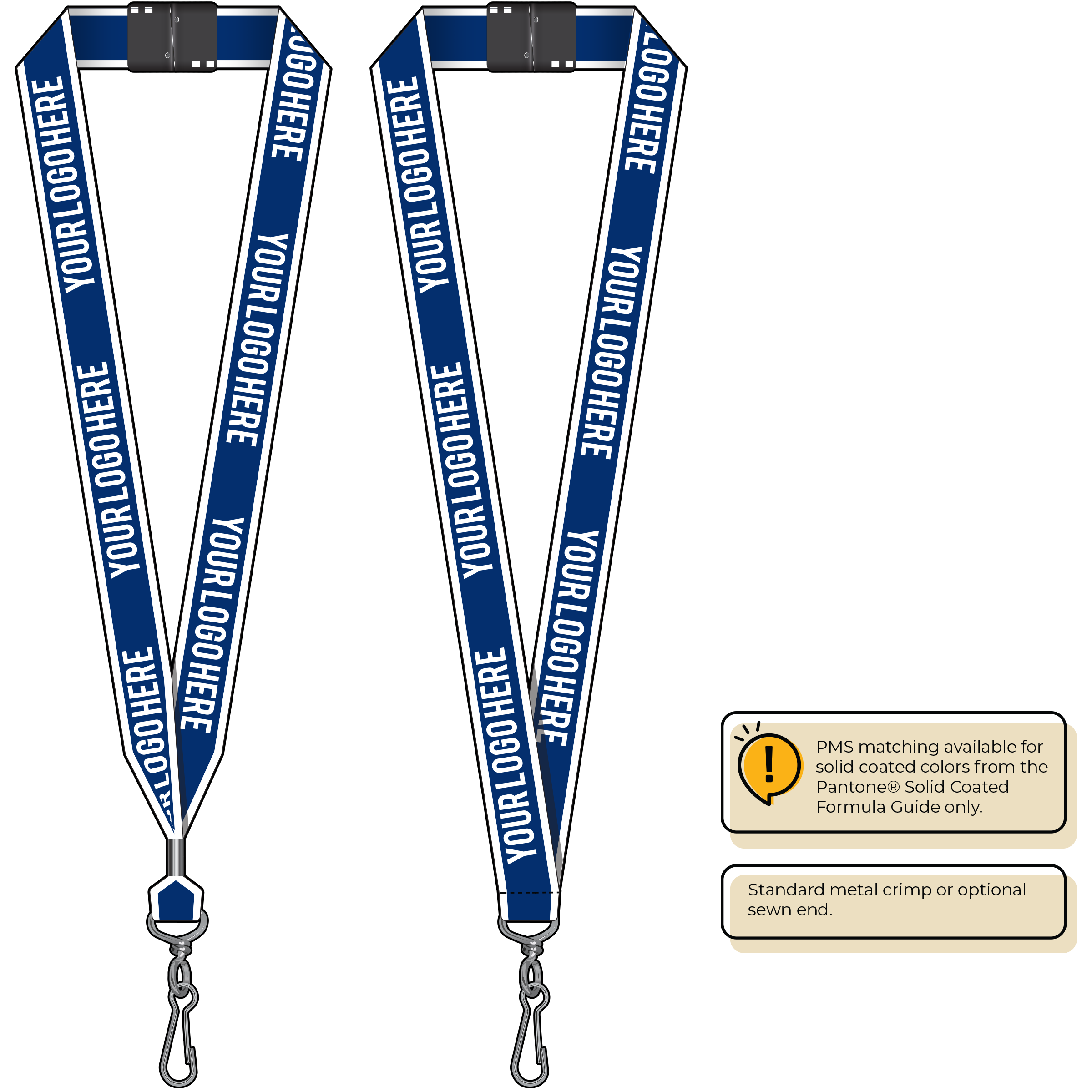 BHW014 | 1" White Border Silkscreen Lanyards