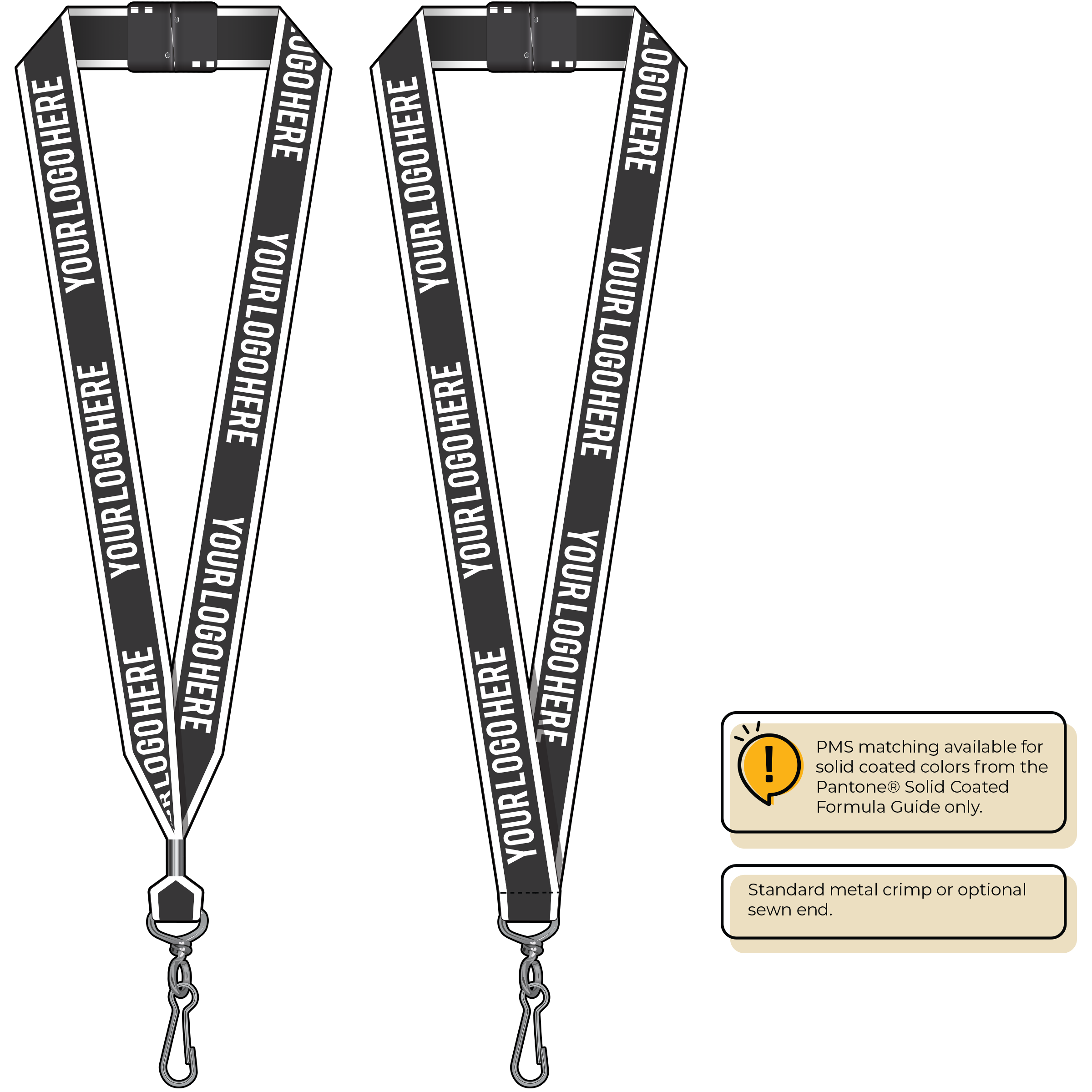 BHW014 | 1" White Border Silkscreen Lanyards