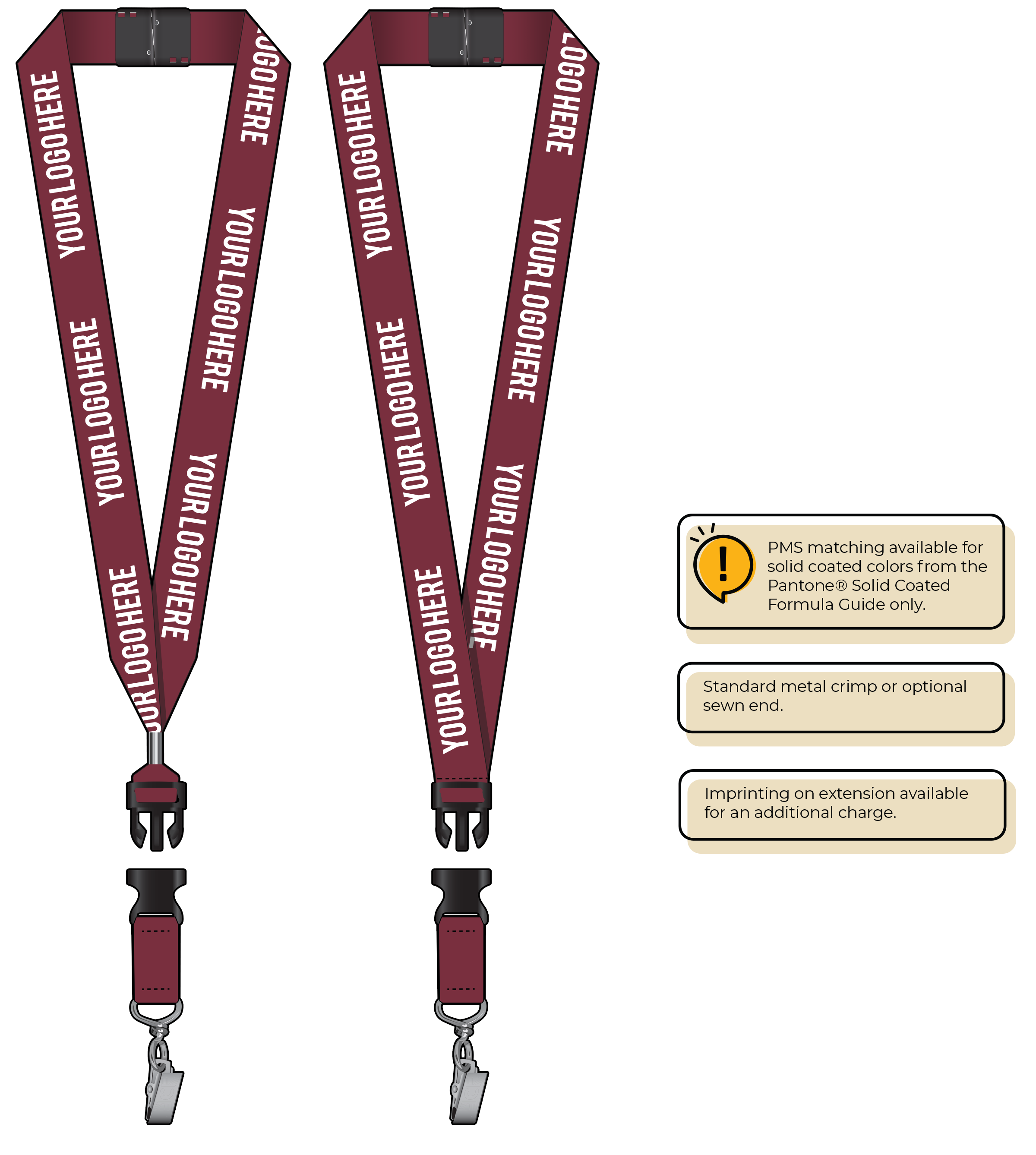 BH0014 | 1" MicroWeave Silkscreen Lanyards :: DETACH BUCKLE WITH EXTENSION