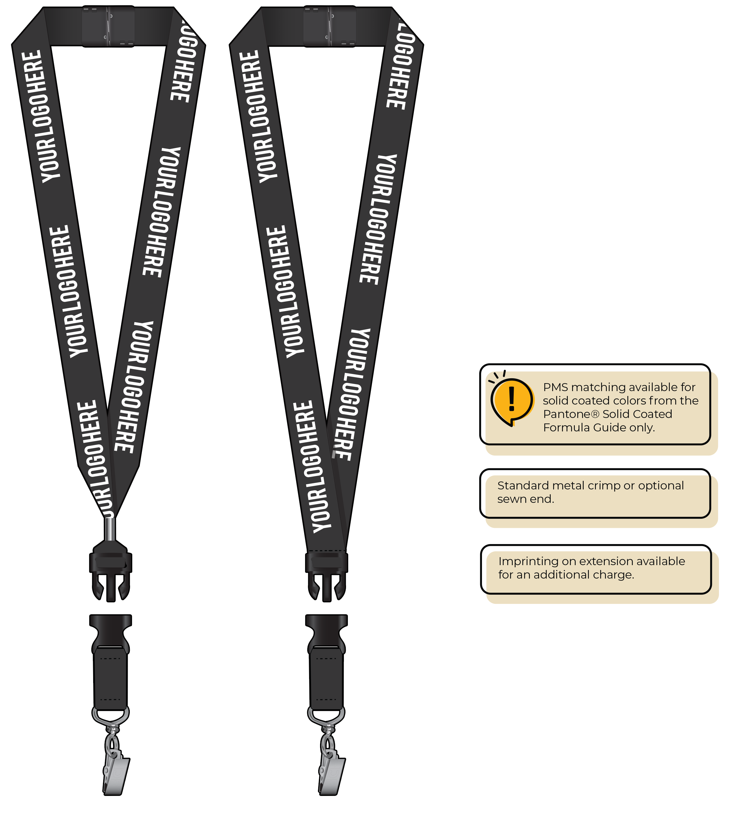 BH0014 | 1" MicroWeave Silkscreen Lanyards :: DETACH BUCKLE WITH EXTENSION