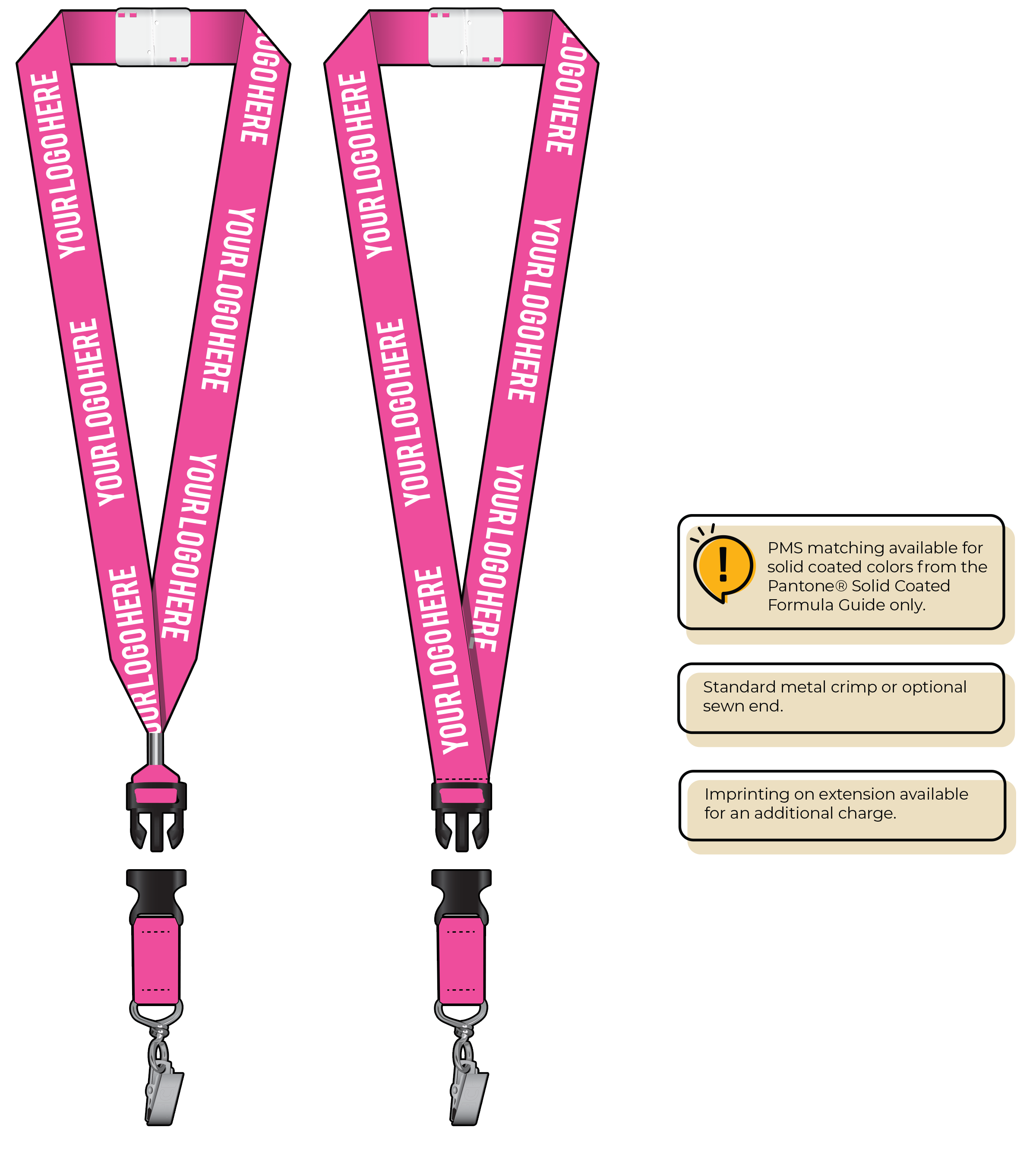 BHN014 | 1" Neon MicroWeave Silkscreen Lanyards :: DETACH BUCKLE WITH EXTENSION