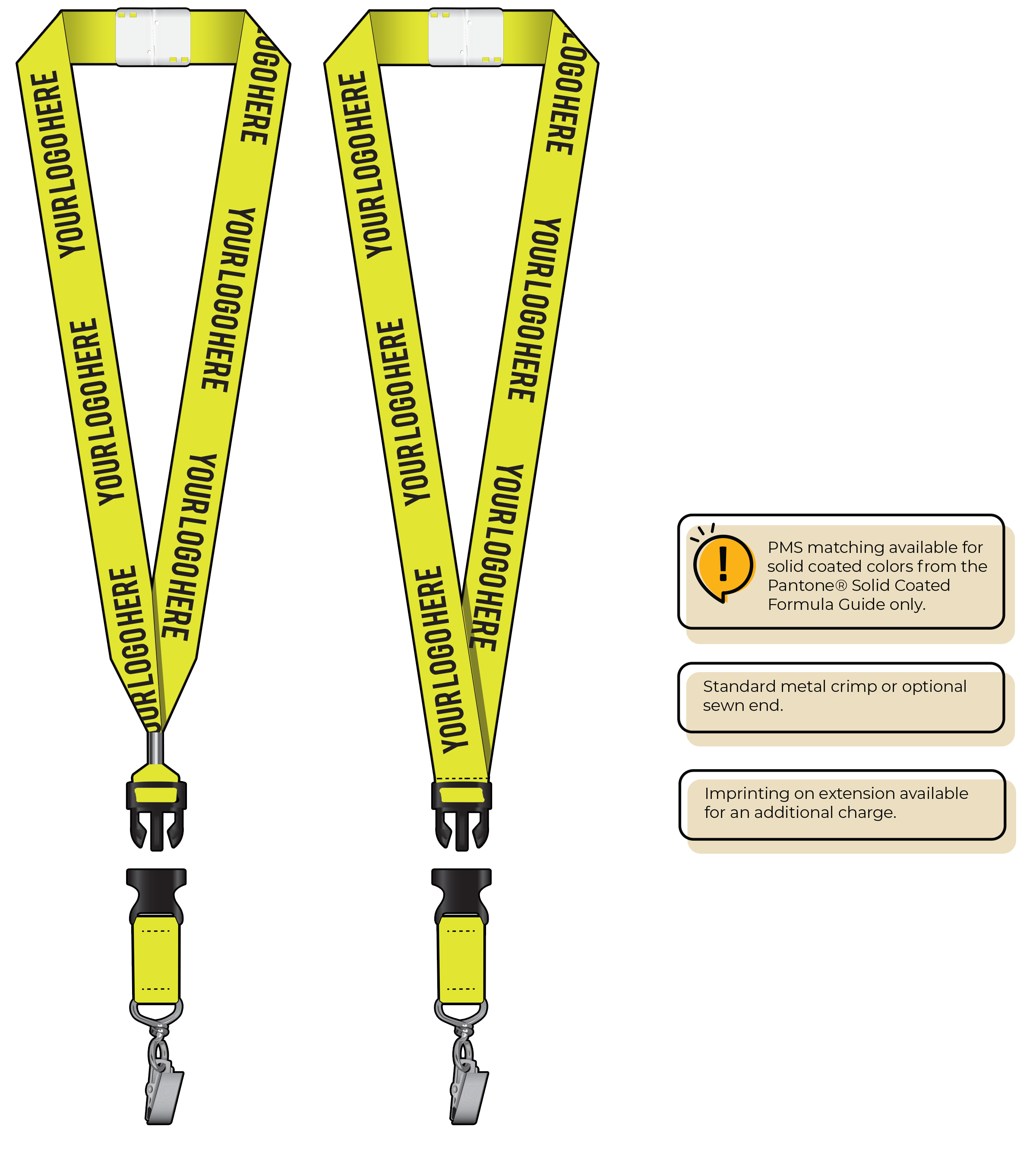 BHN014 | 1" Neon MicroWeave Silkscreen Lanyards :: DETACH BUCKLE WITH EXTENSION