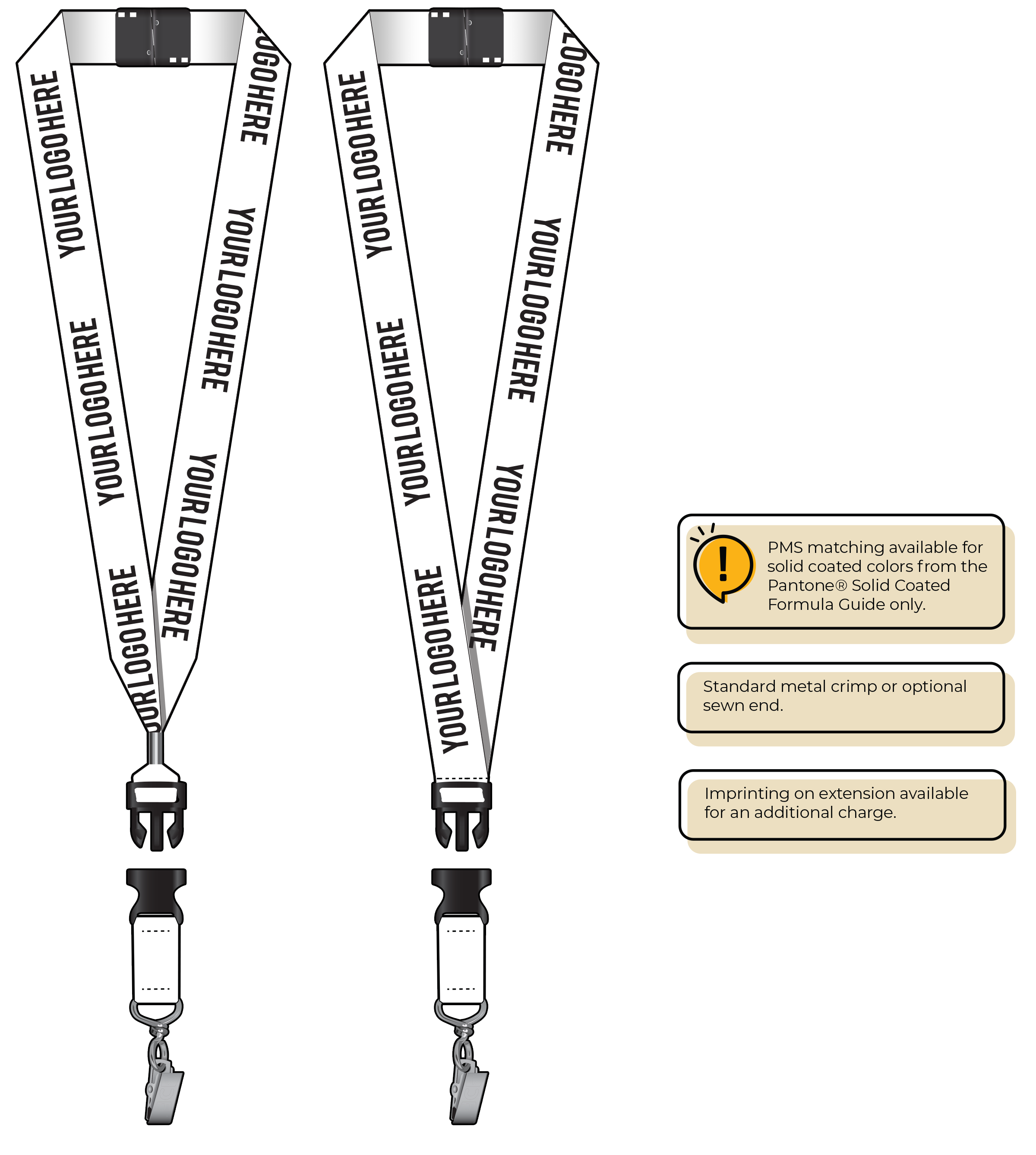BH0014 | 1" MicroWeave Silkscreen Lanyards :: DETACH BUCKLE WITH EXTENSION