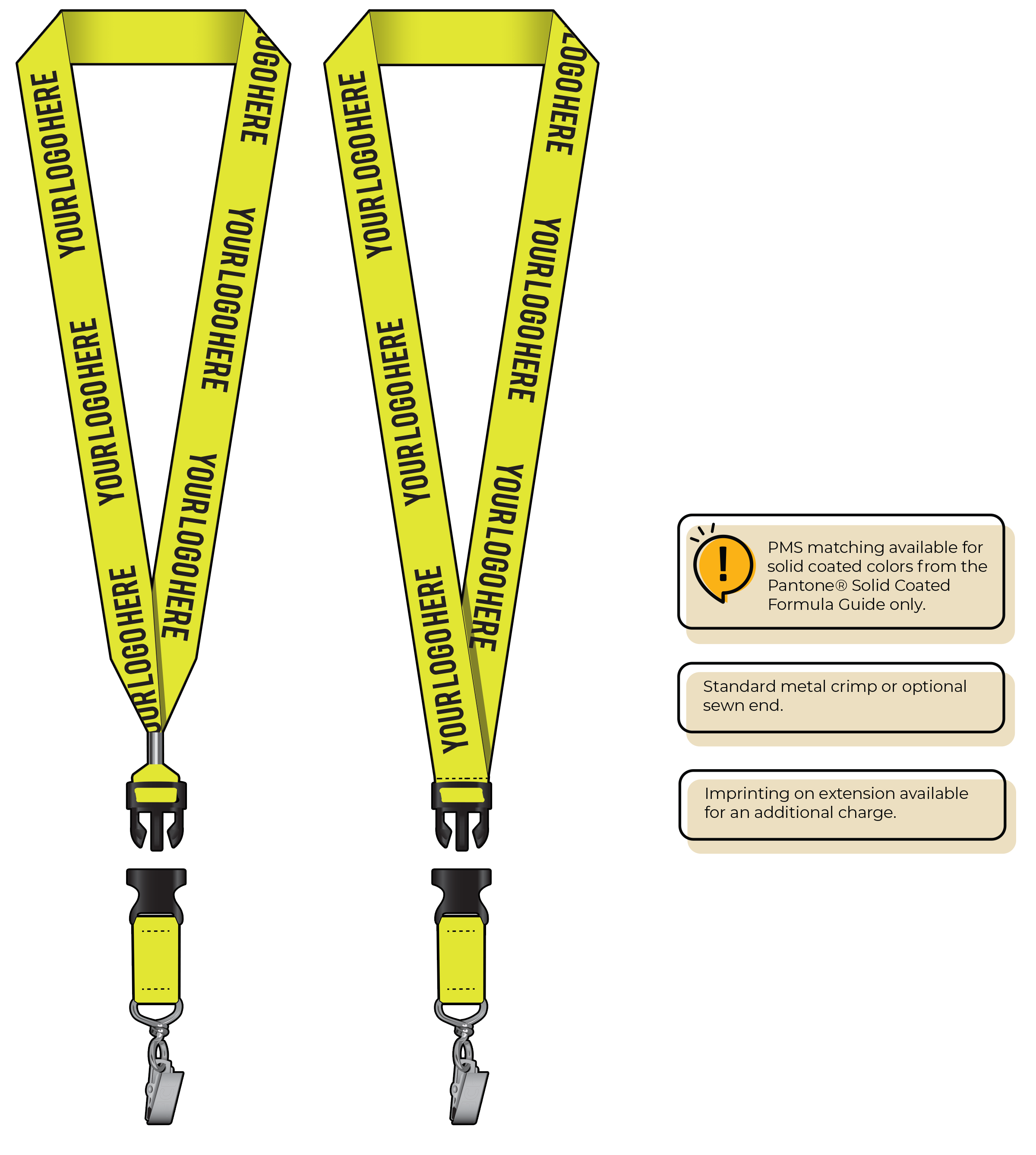 BHN014 | 1" Neon MicroWeave Silkscreen Lanyards :: DETACH BUCKLE WITH EXTENSION