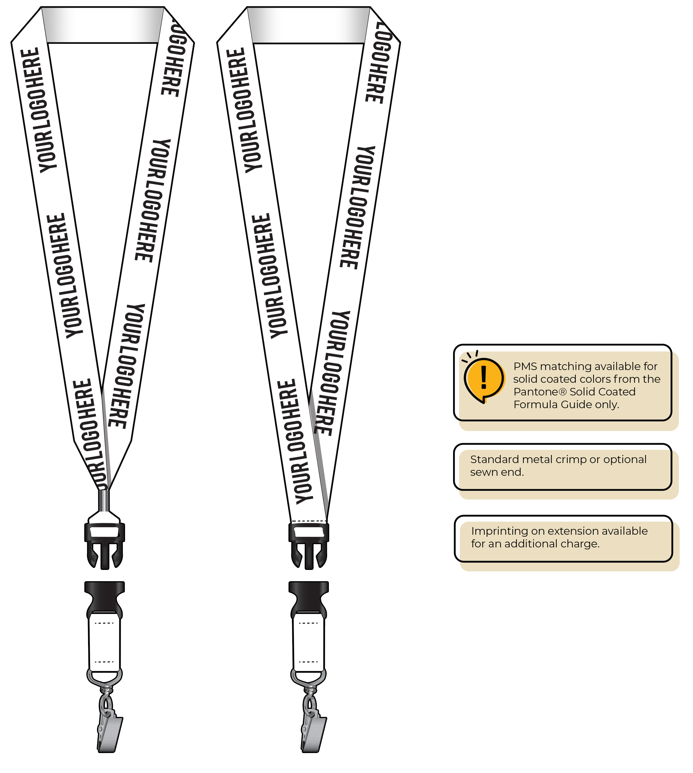 BH0014 | 1" MicroWeave Silkscreen Lanyards :: DETACH BUCKLE WITH EXTENSION