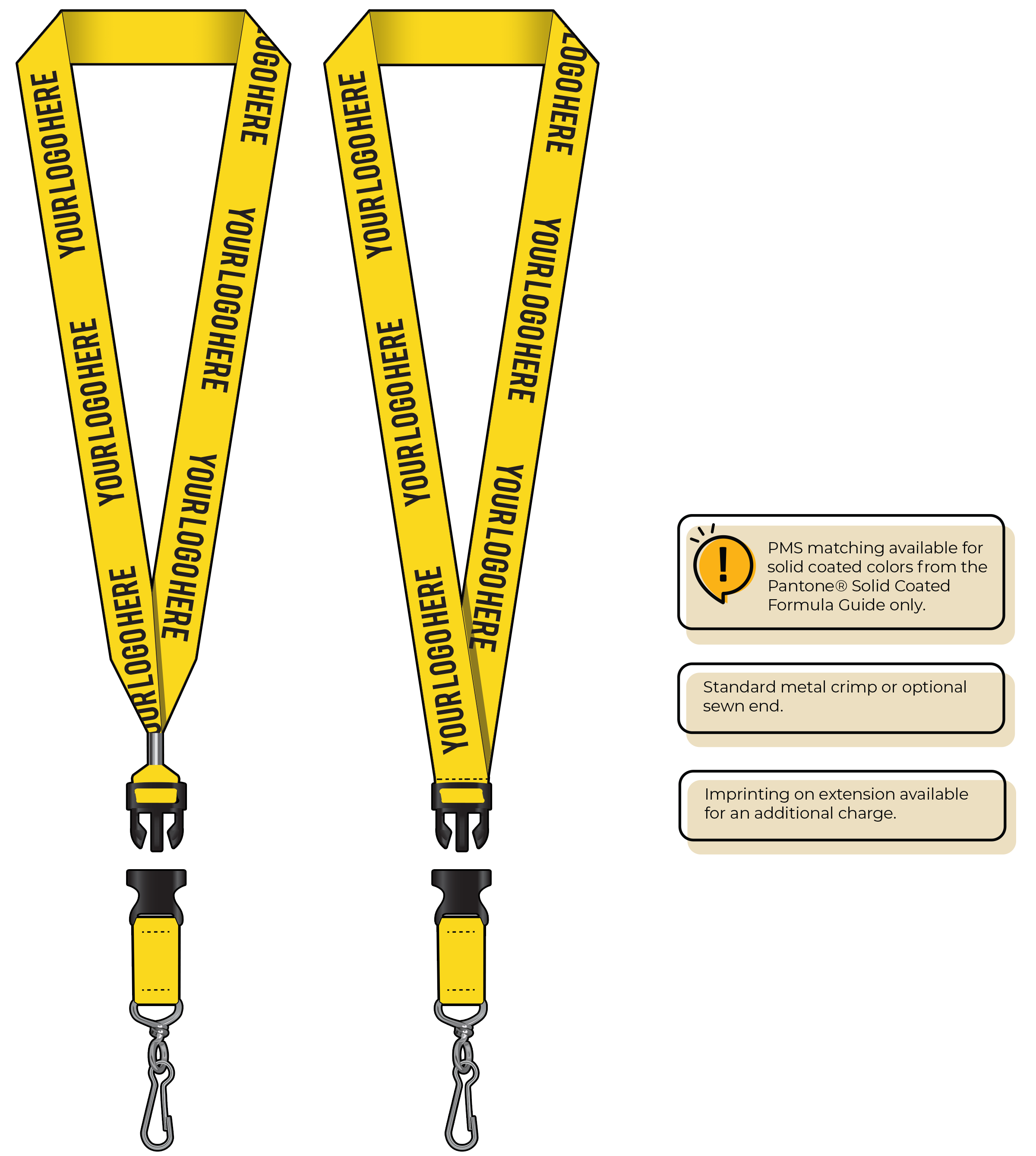 BH0014 | 1" MicroWeave Silkscreen Lanyards :: DETACH BUCKLE WITH EXTENSION
