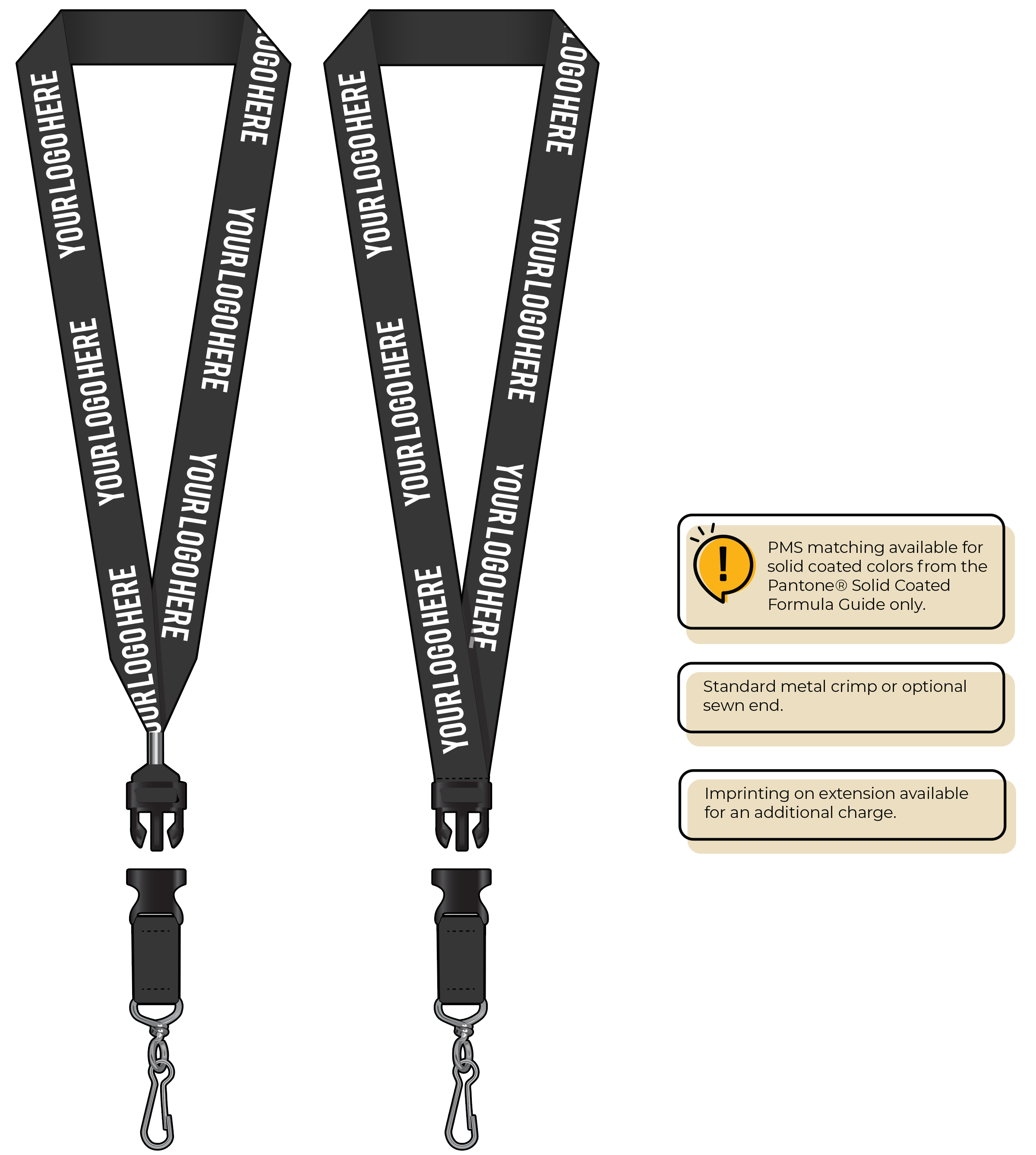 BH0014 | 1" MicroWeave Silkscreen Lanyards :: DETACH BUCKLE WITH EXTENSION